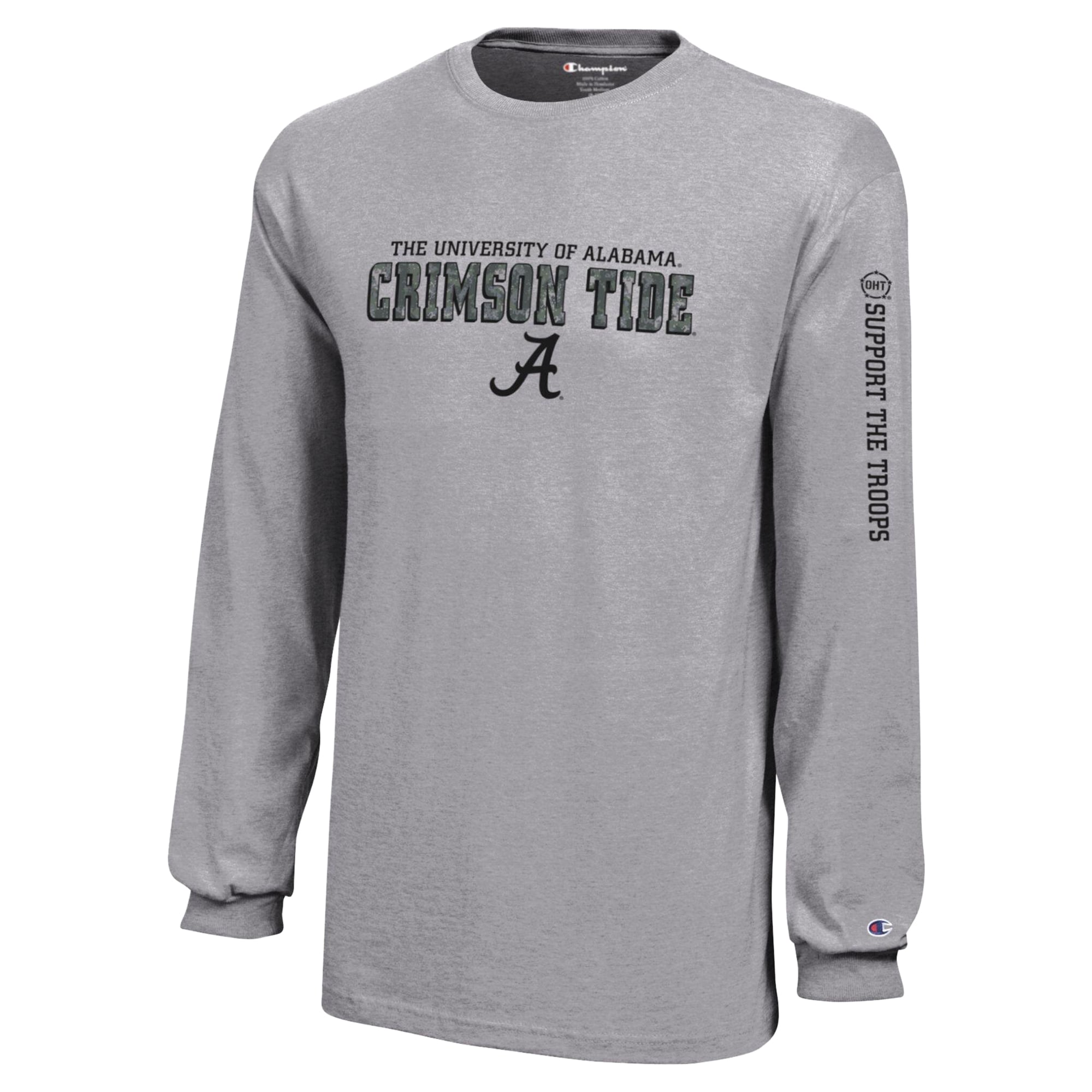 T-shirt à manches longues Youth Champion Heather Gray Alabama Crimson Tide Operation Hat Trick