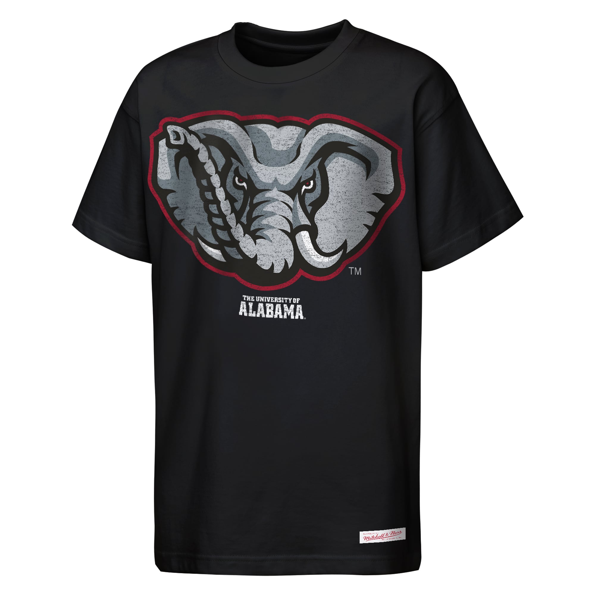 Youth Mitchell & Ness Black Alabama Crimson Tide Mascot Big Face Heavyweight T-Shirt