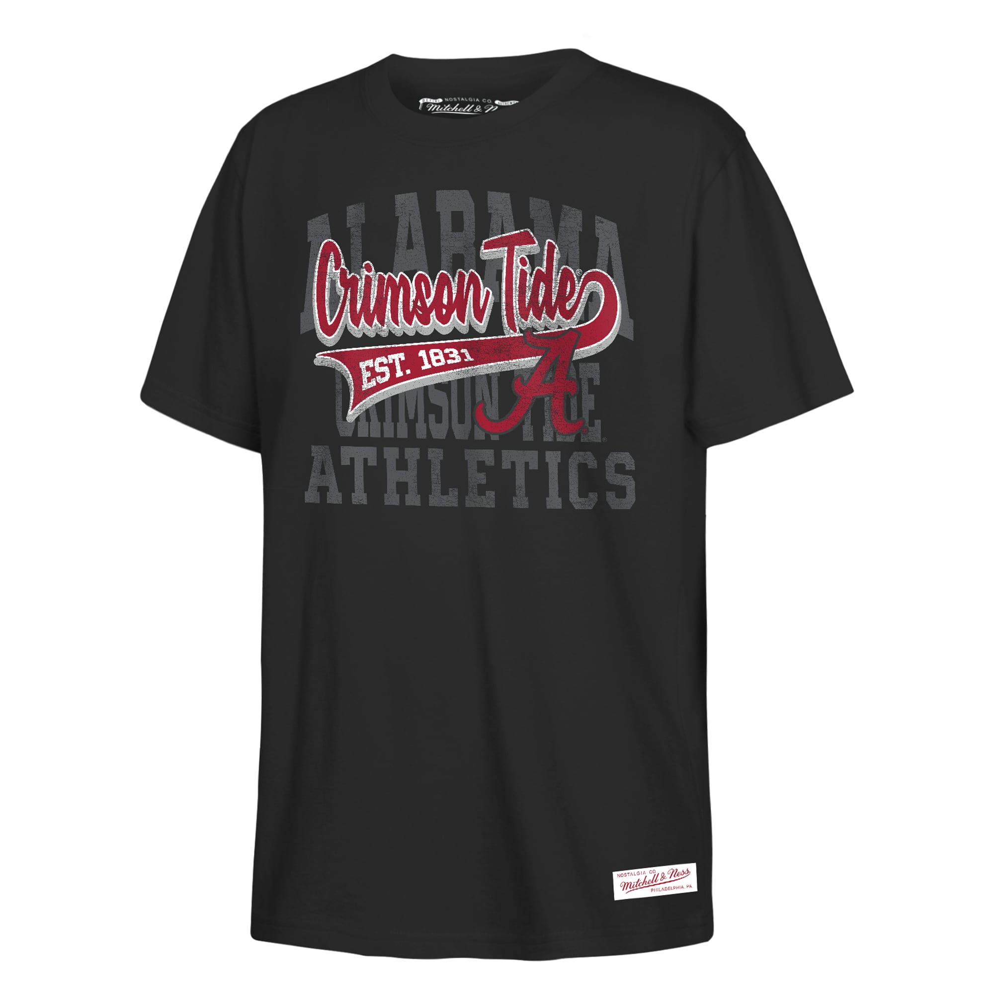T-shirt rétro Mitchell & Ness noir pour enfant, motif Crimson Tide de l'Alabama