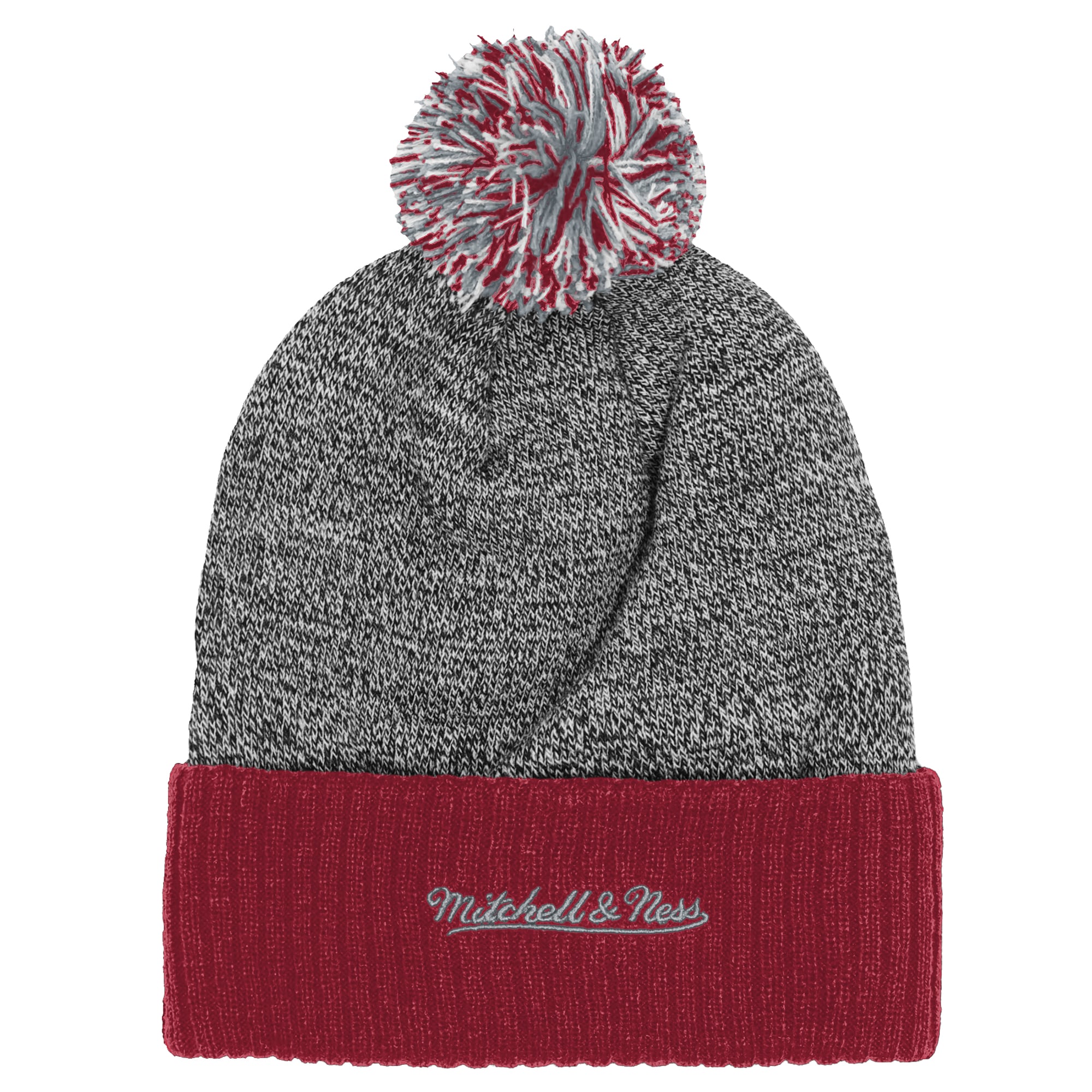 Bonnet tricoté à revers avec pompon, motif mascotte Crimson Tide de l'Alabama, de Mitchell & Ness (Alabama)