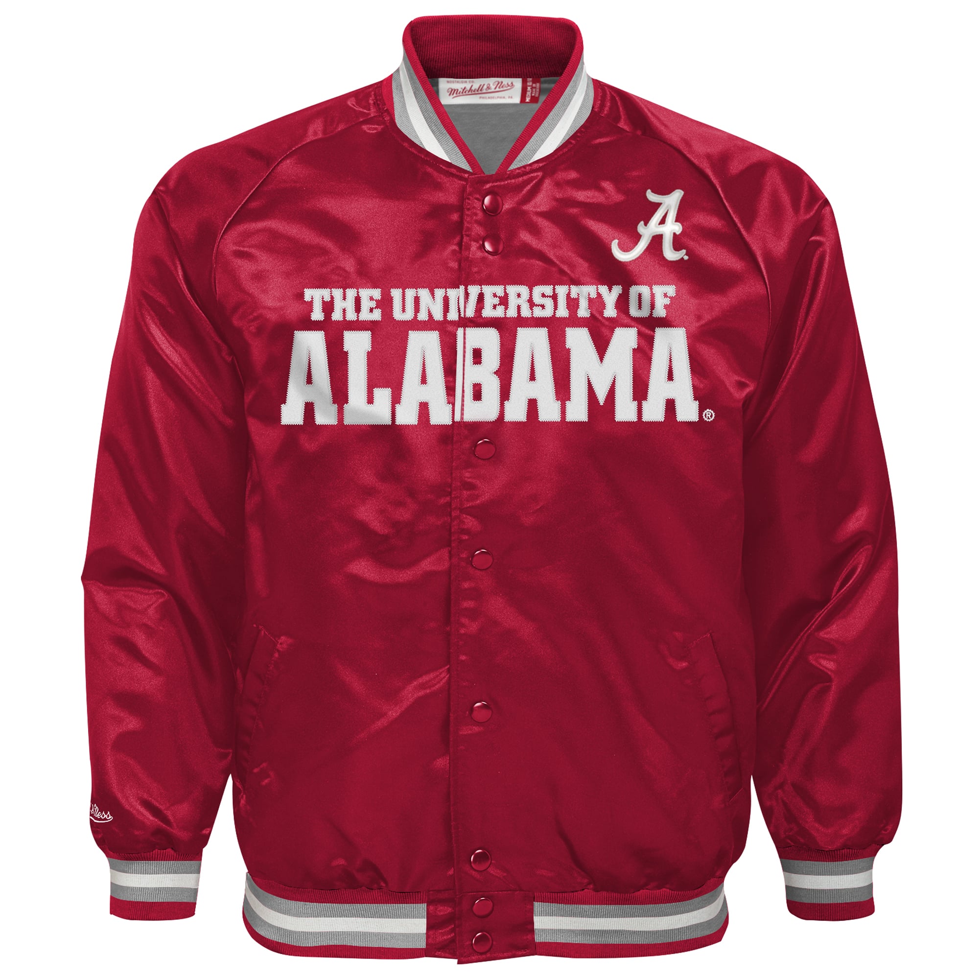 Youth Mitchell & Ness Crimson Alabama Tide Satin Full-Snap Raglan Jacket