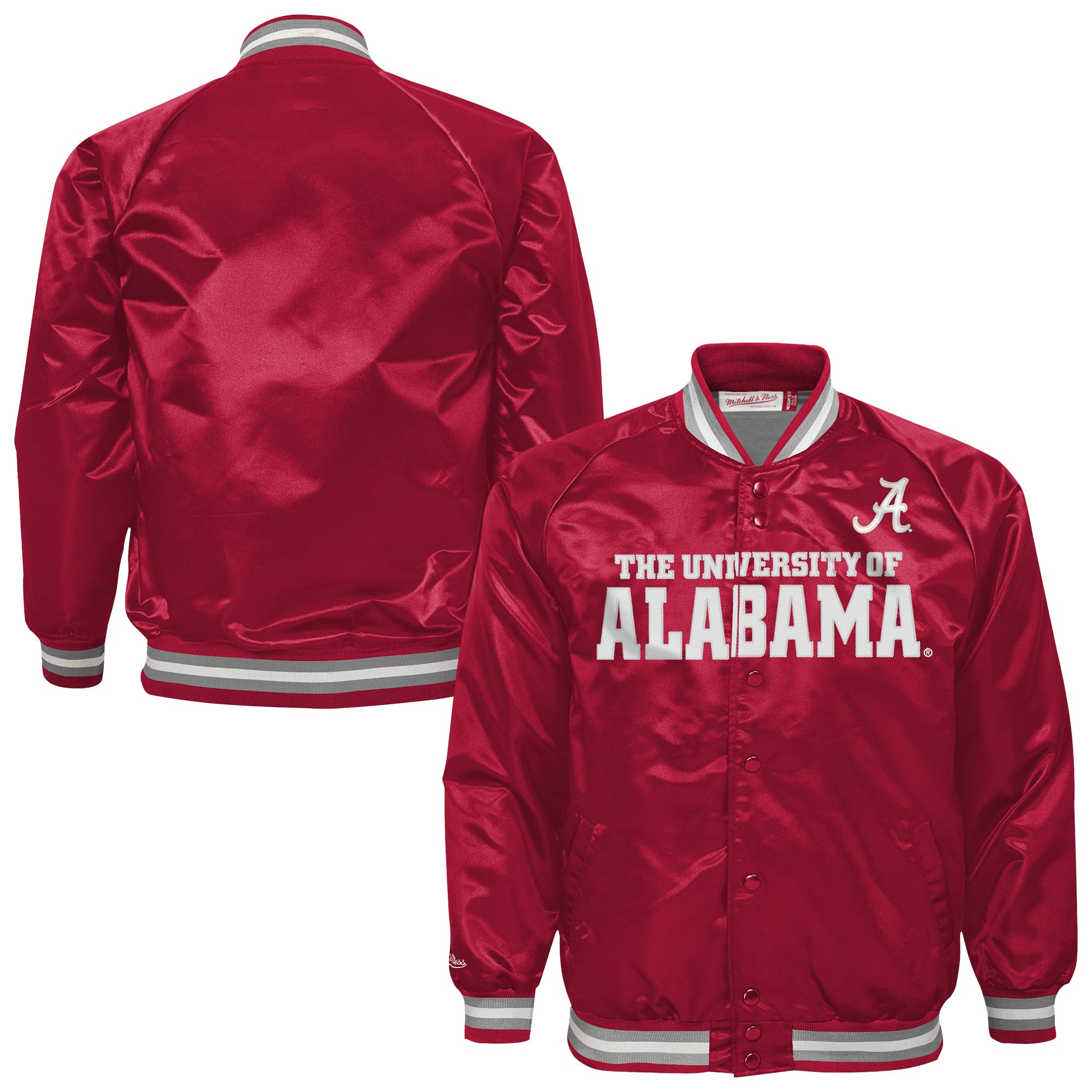 Youth Mitchell & Ness Crimson Alabama Tide Satin Full-Snap Raglan Jacket