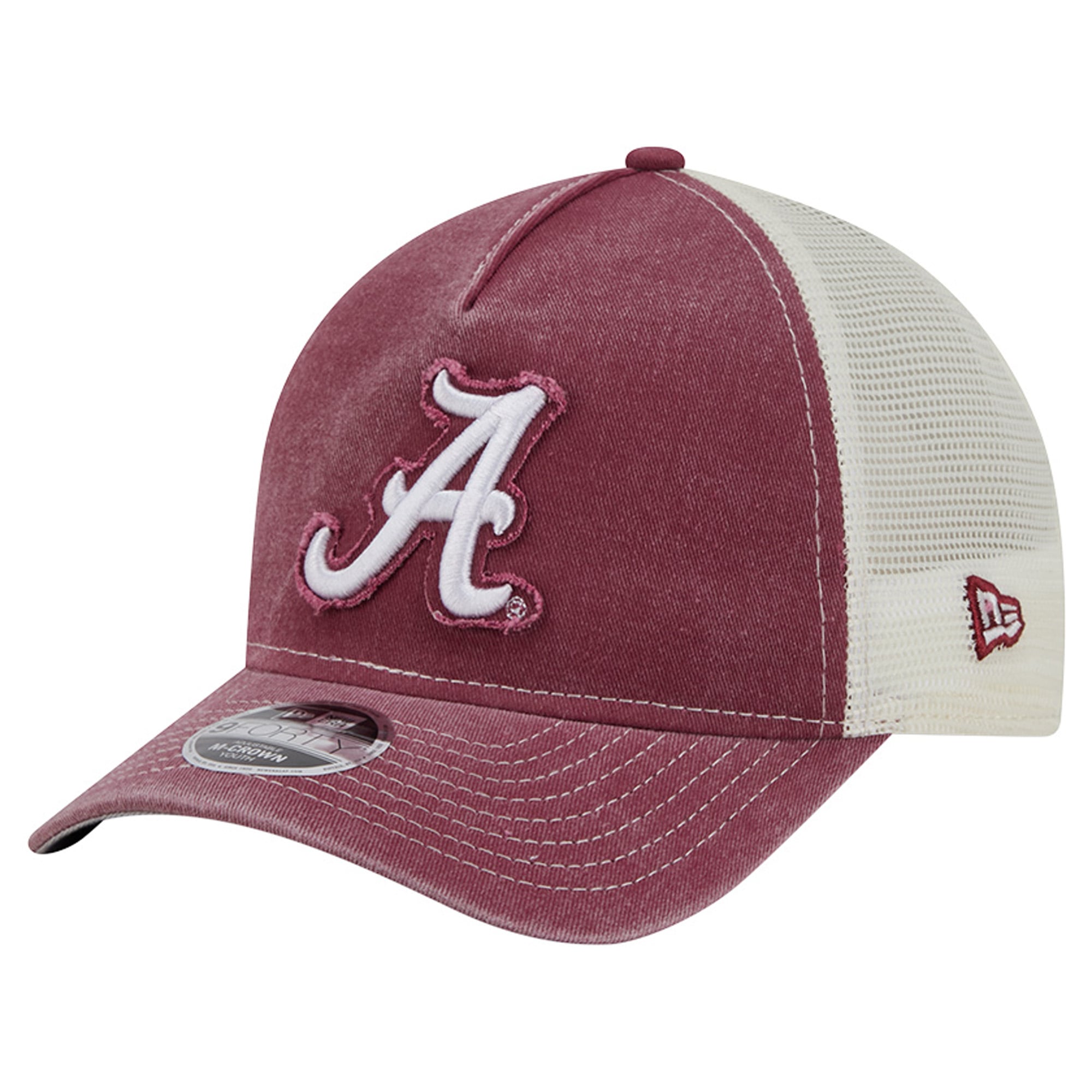Casquette trucker rétro ajustable New Era Crimson Alabama Crimson Tide 9FORTY pour jeunes, modèle A-Frame M-Crown