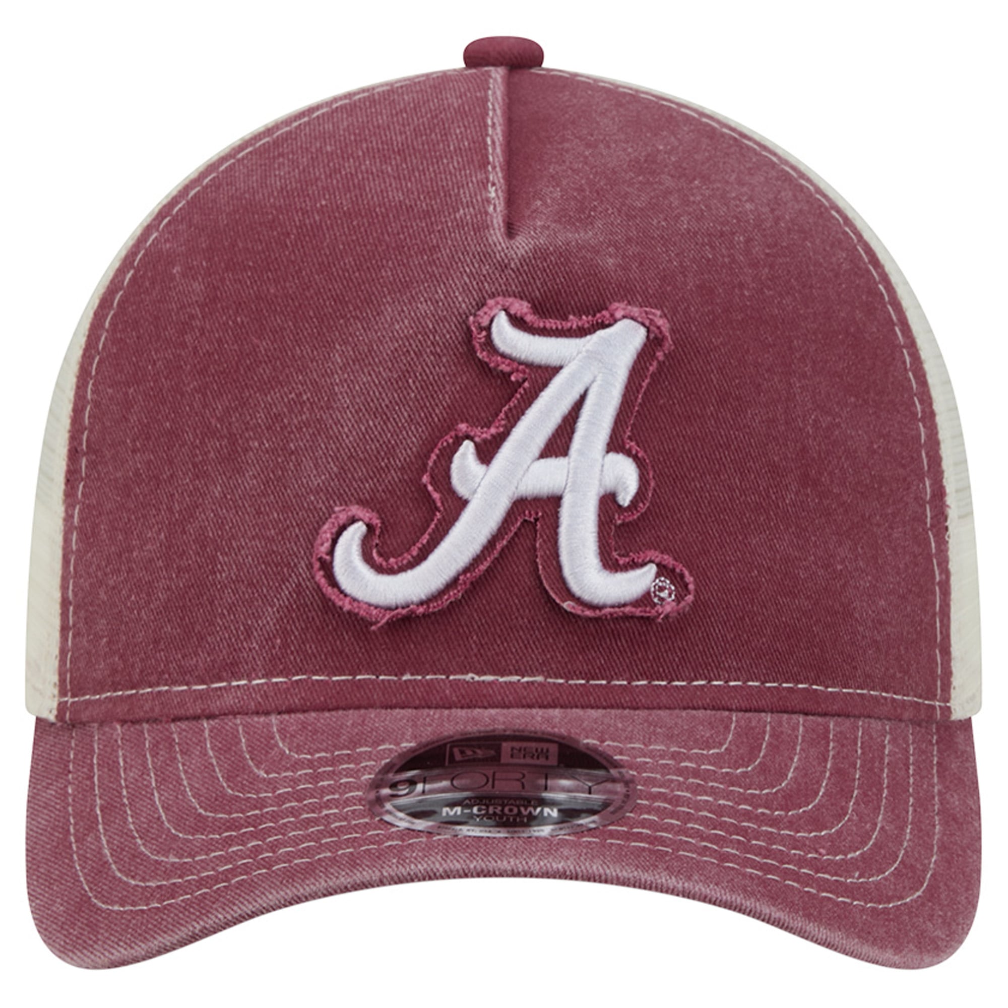 Casquette trucker rétro ajustable New Era Crimson Alabama Crimson Tide 9FORTY pour jeunes, modèle A-Frame M-Crown