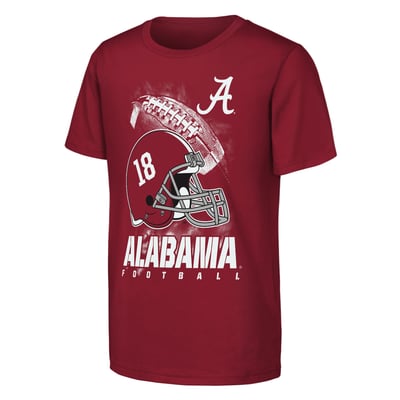  Alabama Crimson Tide Outerstuff Youth For the Glory Football Helmet T-Shirt - Crimson
