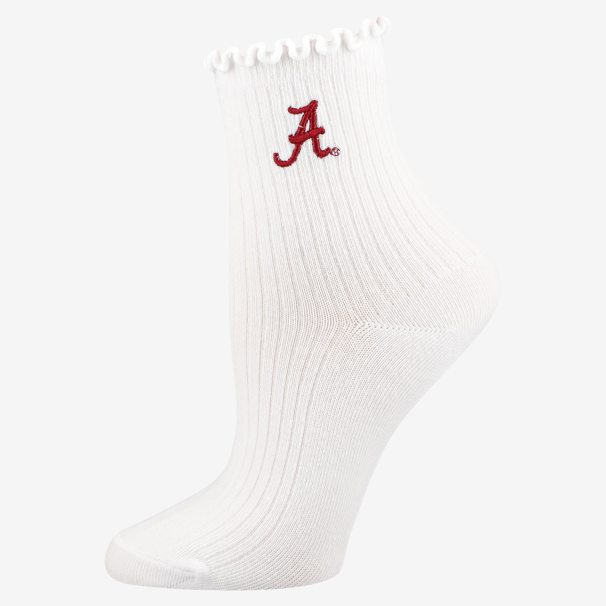 Youth PRO Compression  White Alabama Crimson Tide Logo Lettuce Hem Quarter Socks