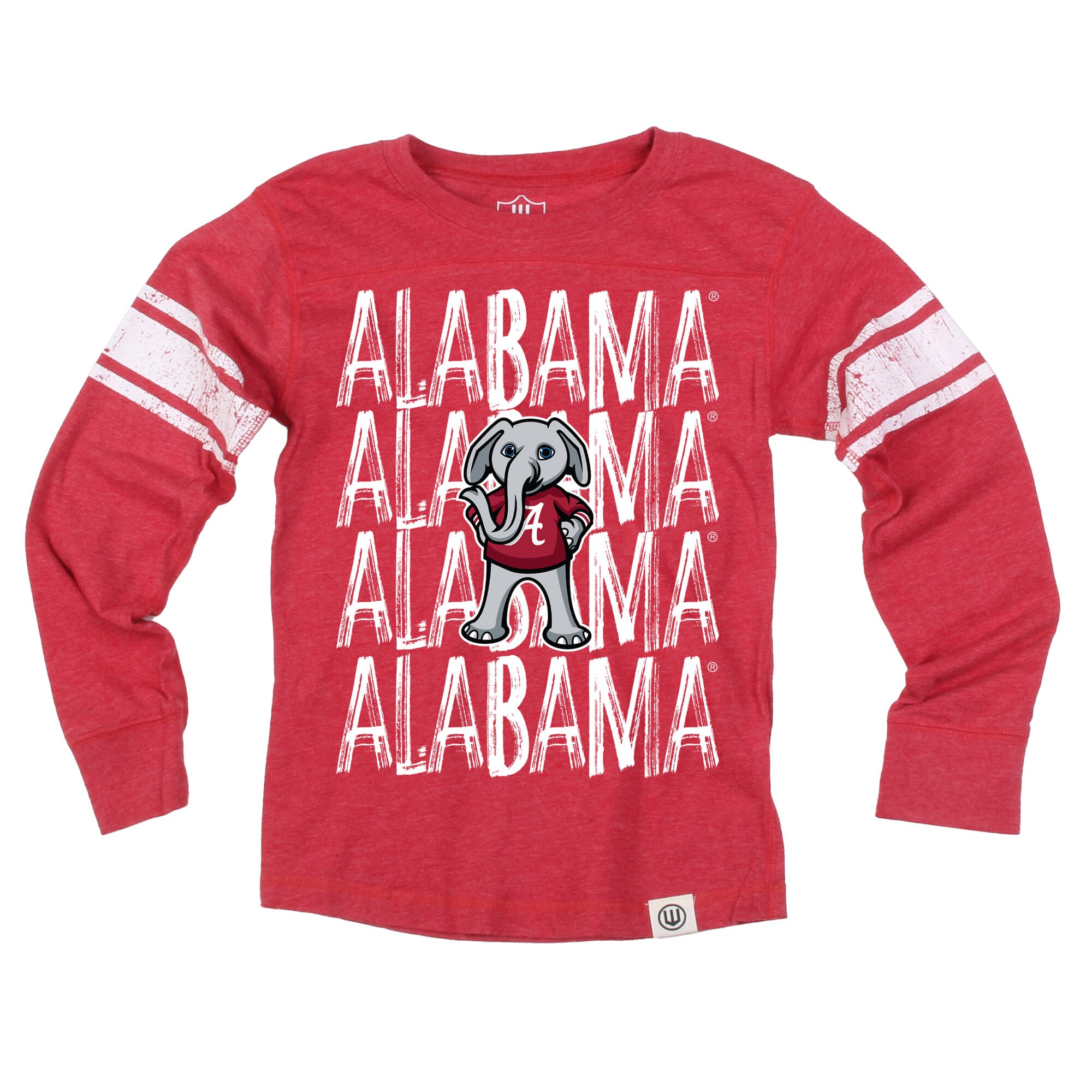 T-shirt de football américain à manches longues pour jeunes Wes & Willy Crimson Alabama Tide