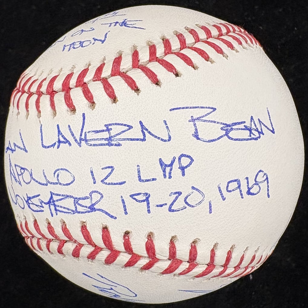 Alan Bean & Robert MCall Dual Signed Signed Baseball Stats JSA