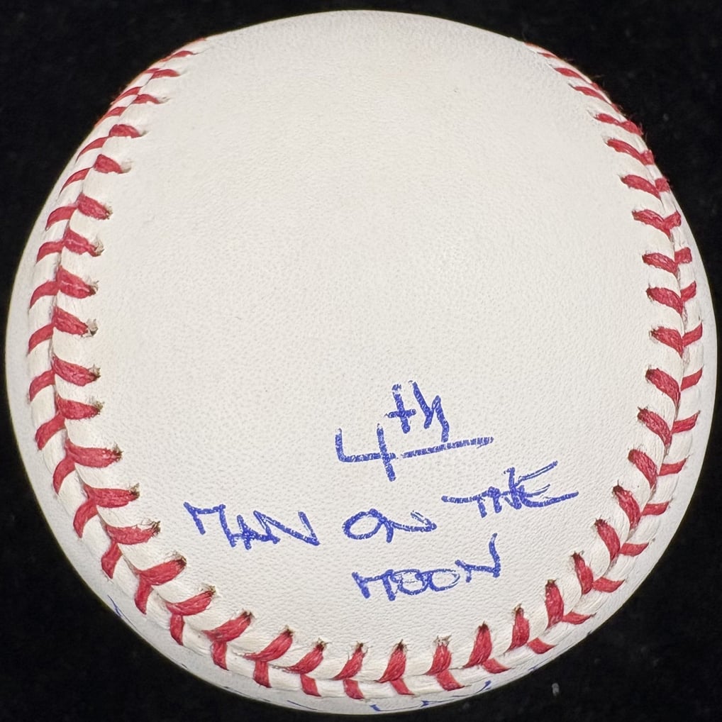 Alan Bean & Robert MCall Dual Signed Signed Baseball Stats JSA