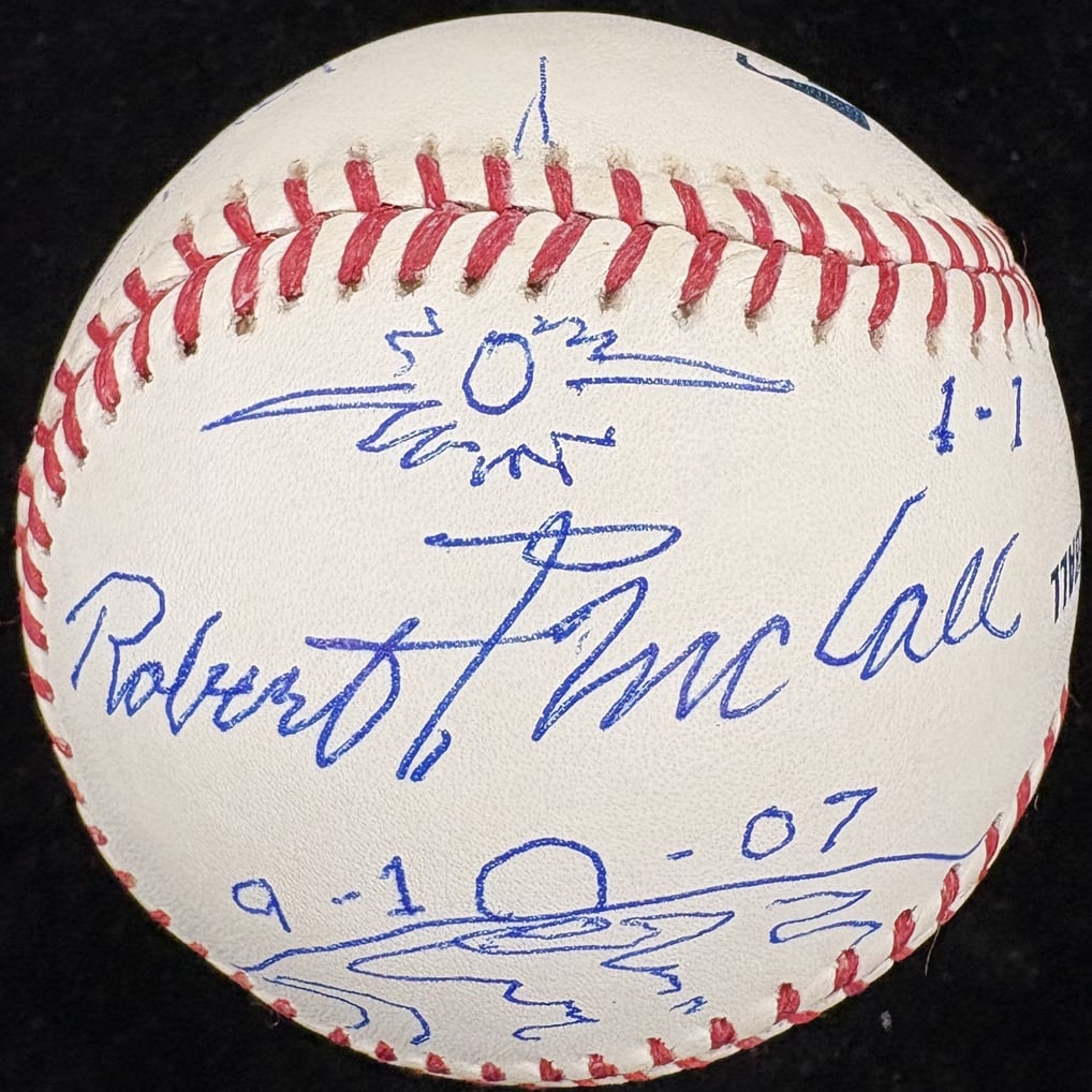 Alan Bean & Robert MCall Dual Signed Signed Baseball Stats JSA