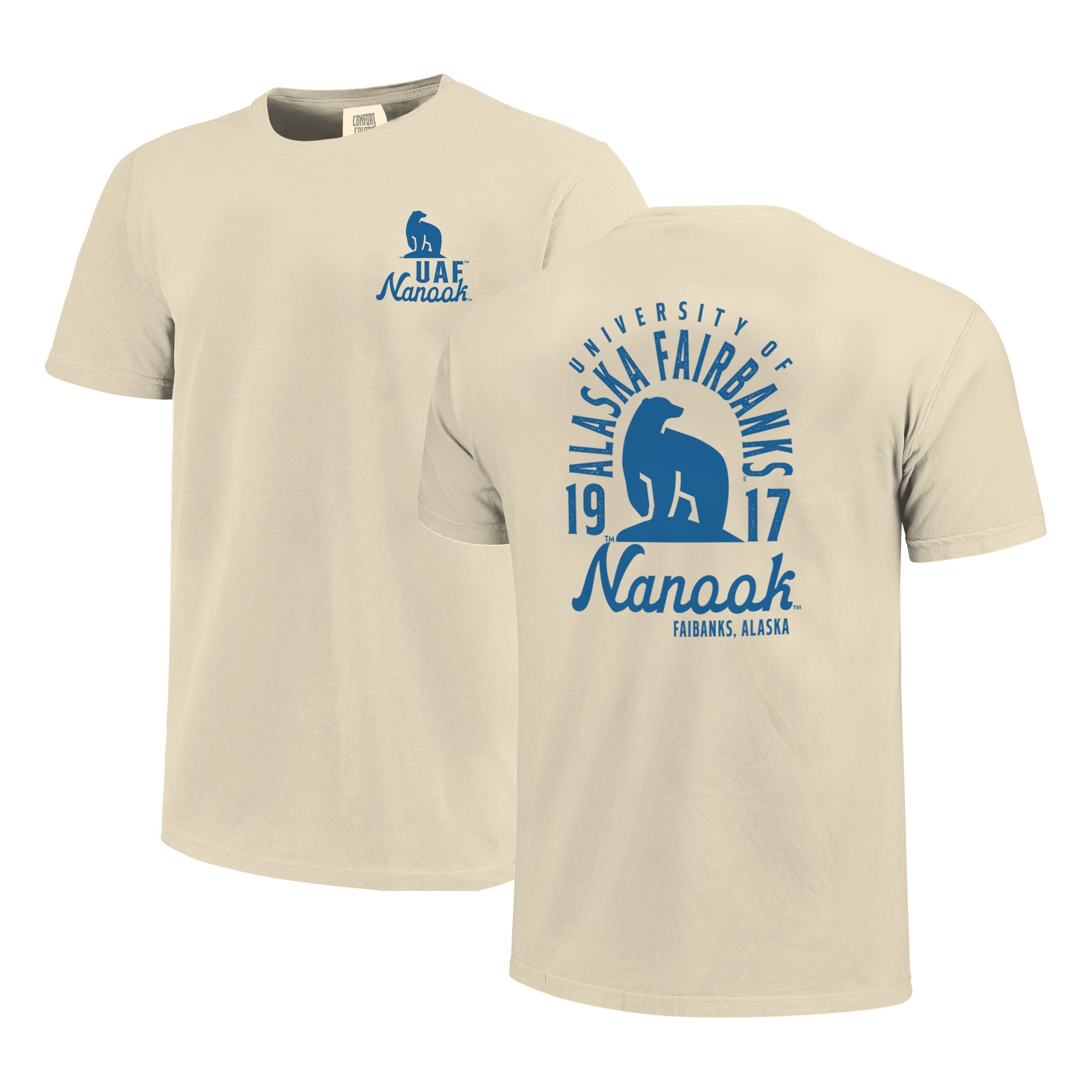 T-shirt crème pour homme avec motif mascotte des Alaska Fairbanks Nanooks Comfort Colors