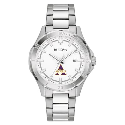 Alcorn State Braves Bulova Stainless Steel Classic Sport Watch - Silver