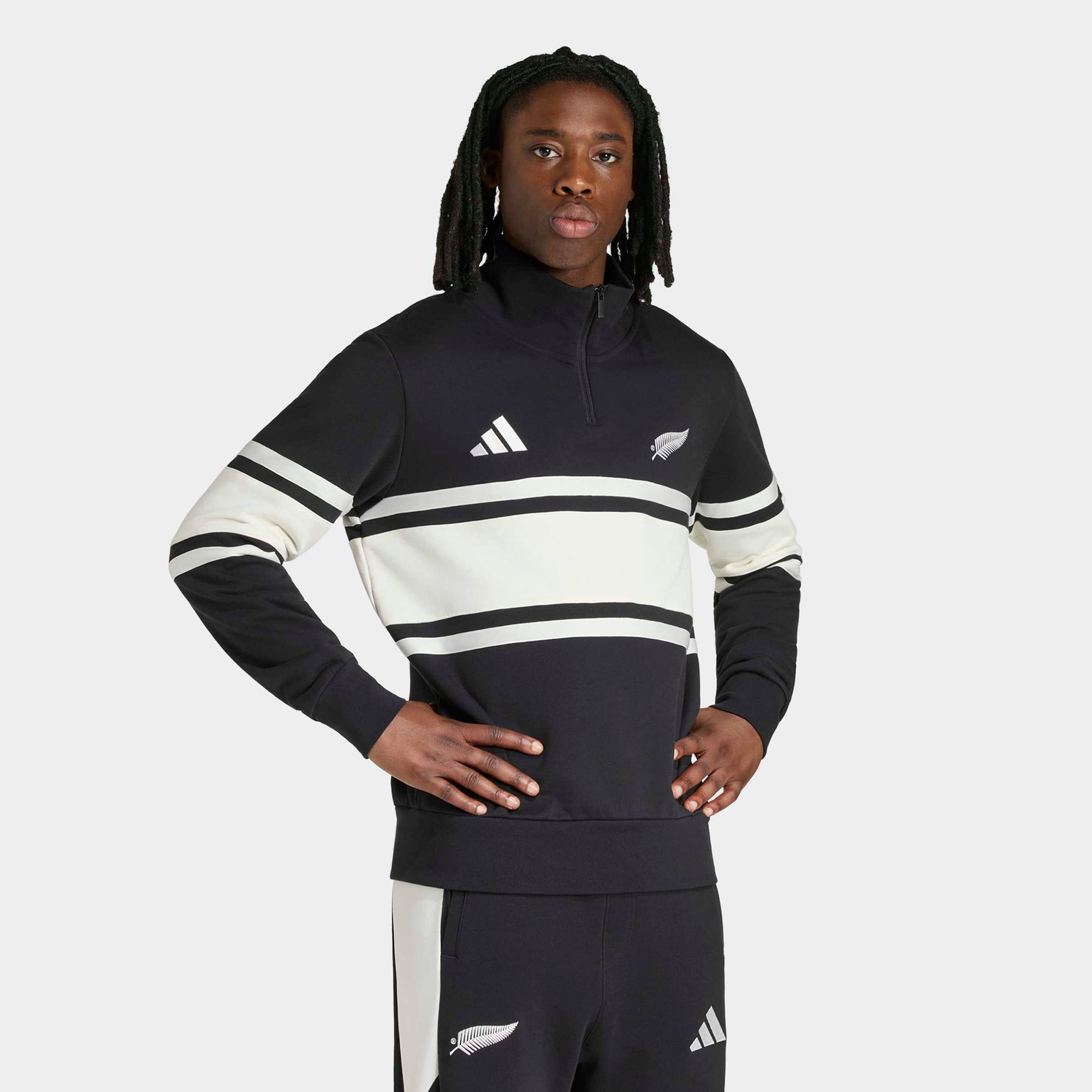 Men's adidas Black All Blacks Leisurewear Quarter-Zip Sweatshirt