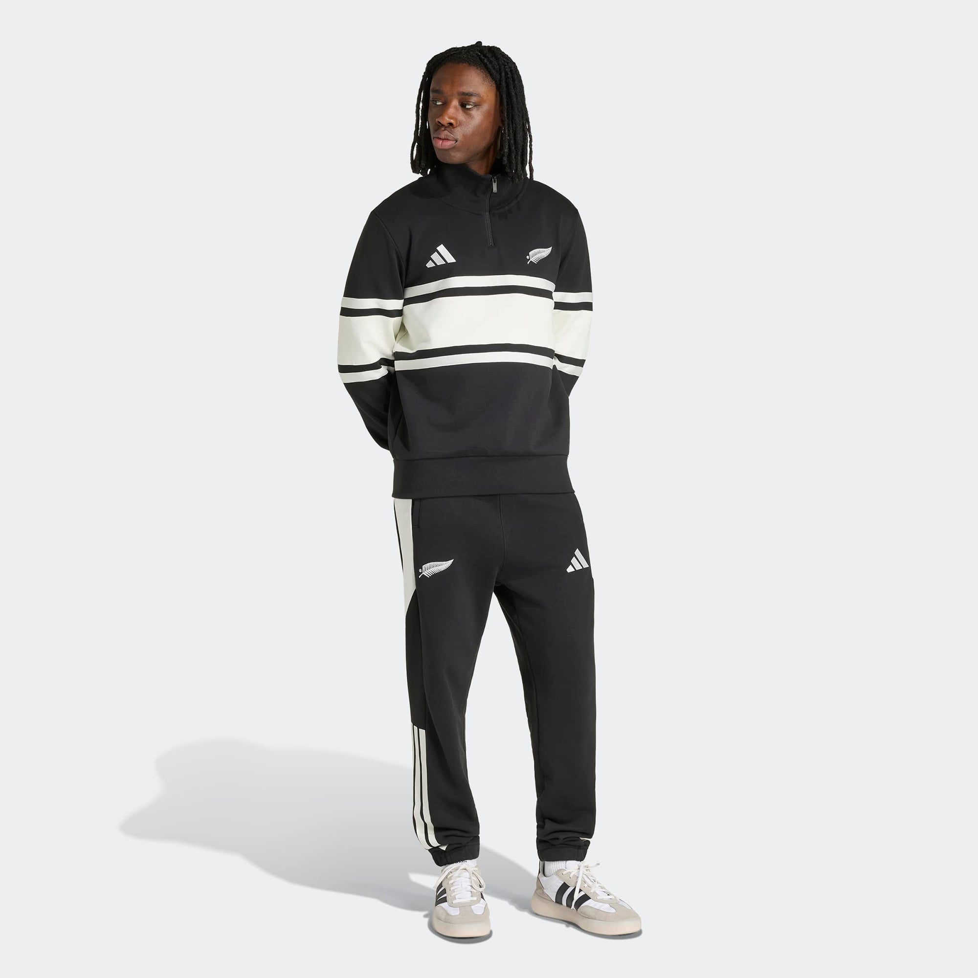 Men's adidas Black All Blacks Leisurewear Quarter-Zip Sweatshirt