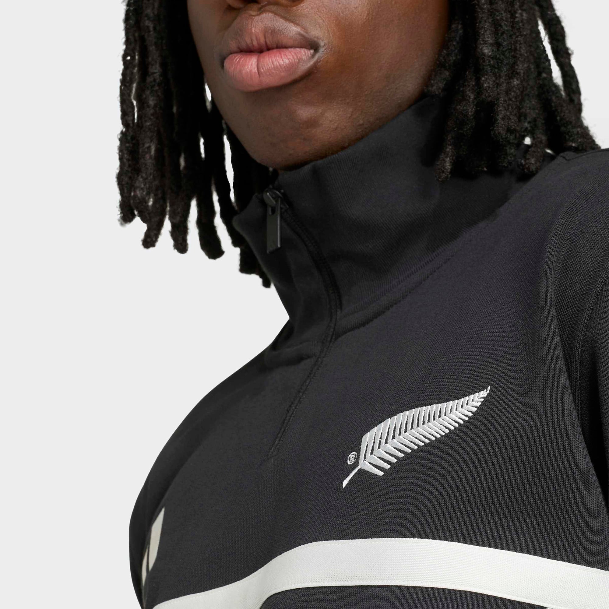 Men's adidas Black All Blacks Leisurewear Quarter-Zip Sweatshirt