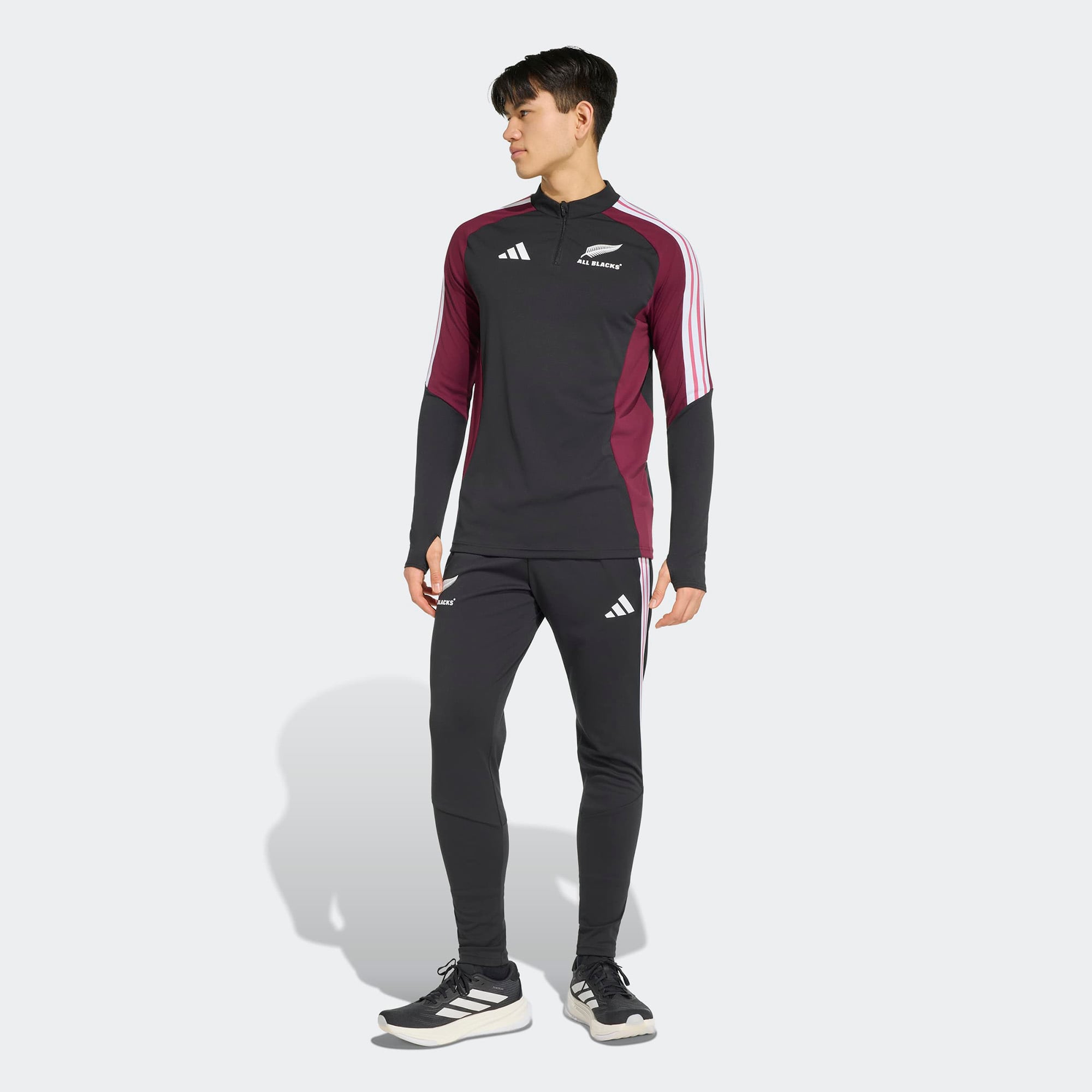Men's adidas Black/Maroon All Blacks Quarter-Zip Training Top