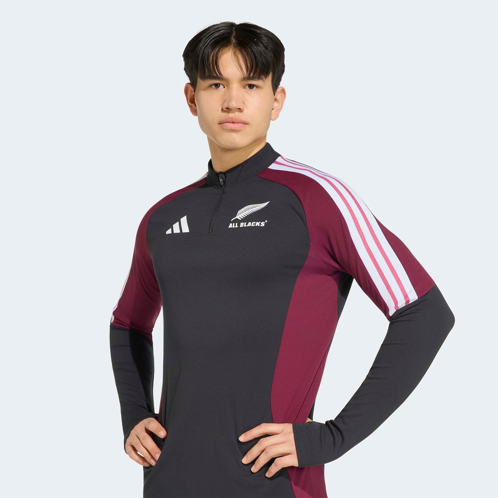 Men's adidas Black/Maroon All Blacks Quarter-Zip Training Top