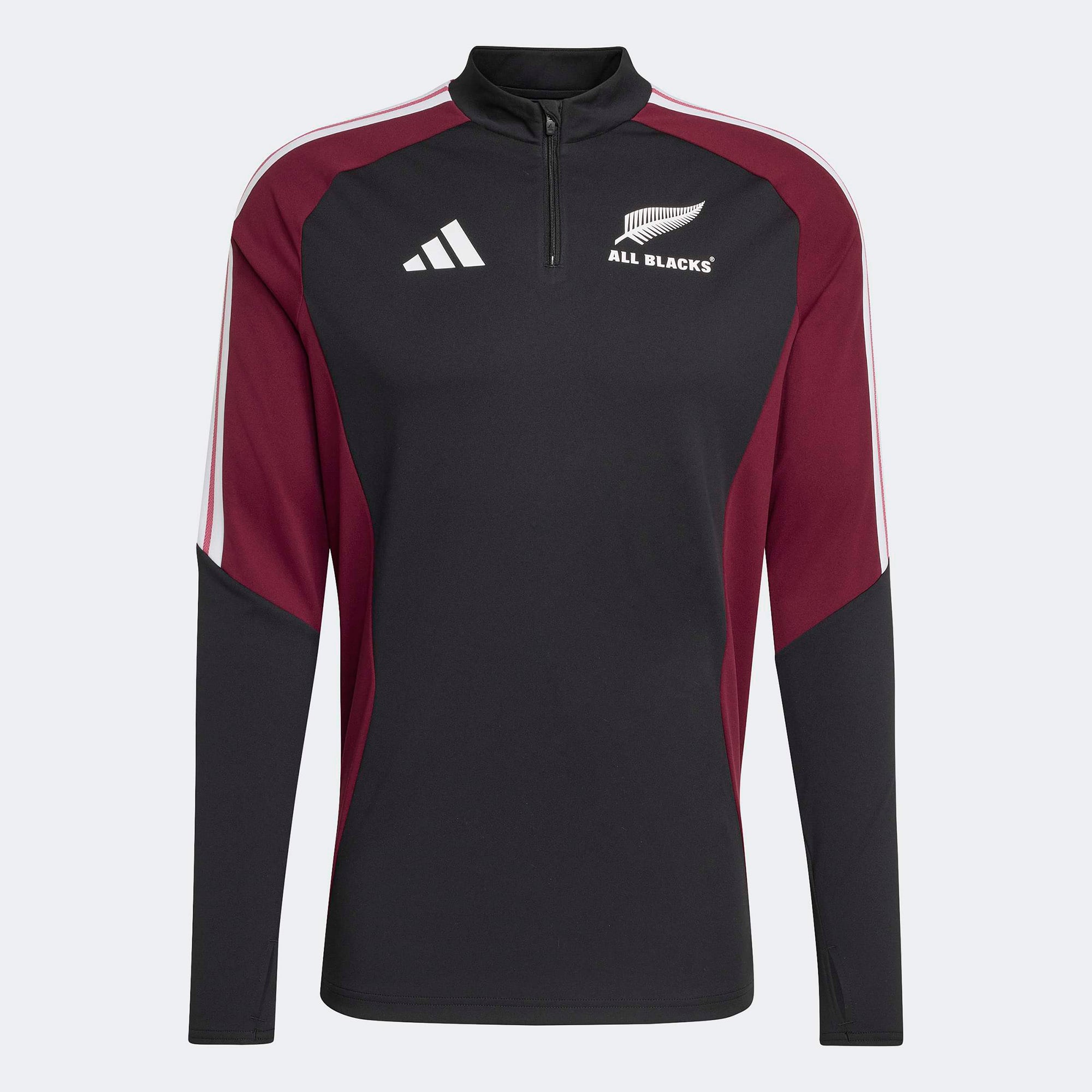 Men's adidas Black/Maroon All Blacks Quarter-Zip Training Top