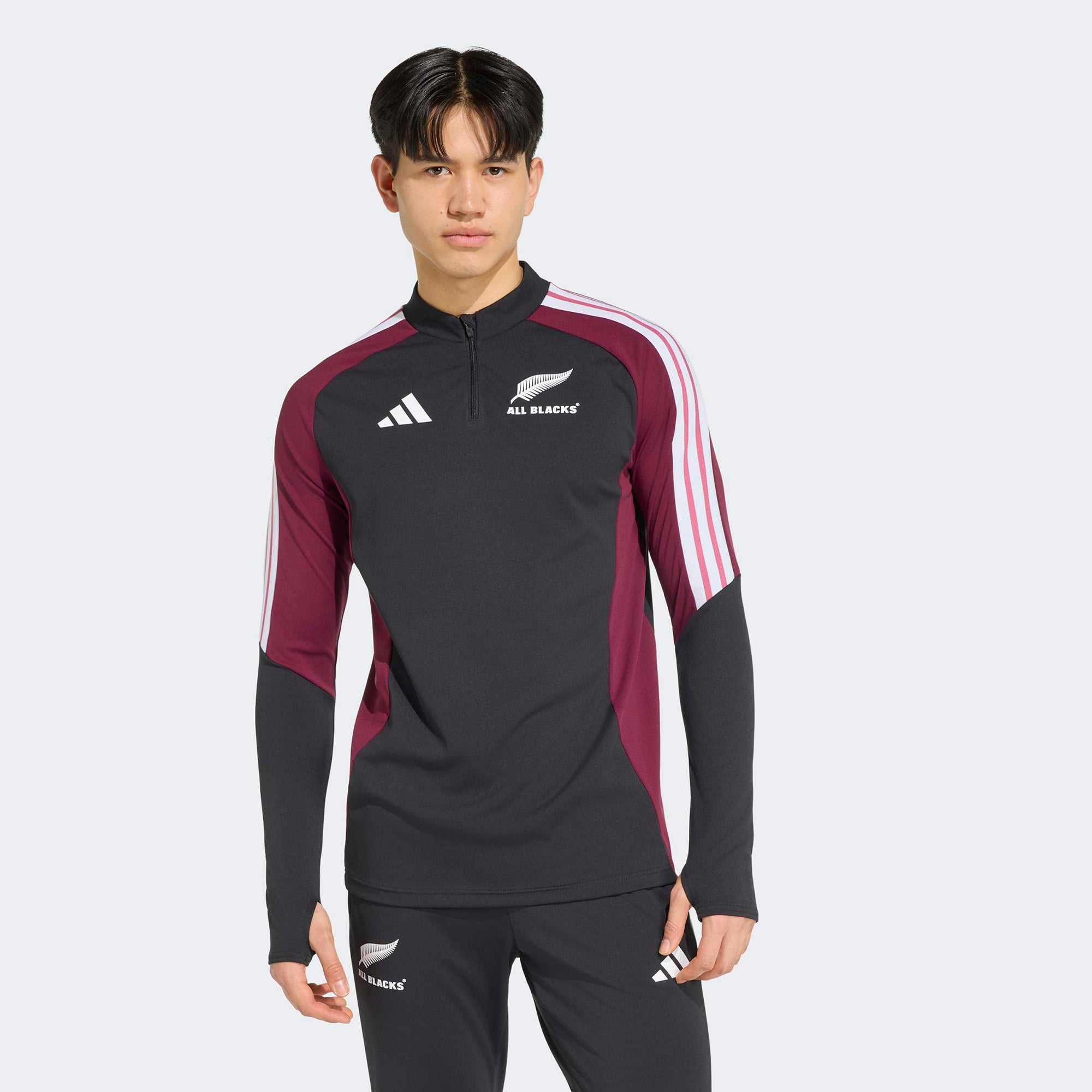 Men's adidas Black/Maroon All Blacks Quarter-Zip Training Top