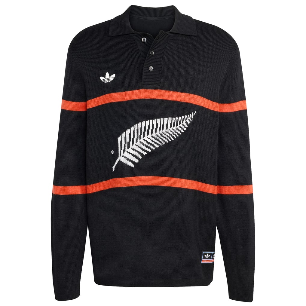 All Blacks adidas Long Sleeve Knit Rugby Shirt - Black