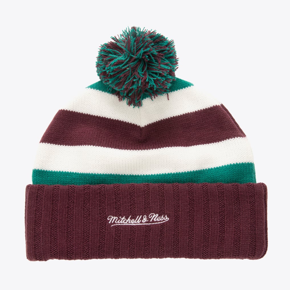 Bonnet Vintage Slalom 100% Laine Avec Pompon - Couleur Rose/violet/blanc - Hiver Et Ski