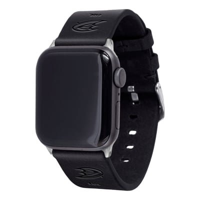 Anaheim Ducks Leather Apple Watch Band - Black