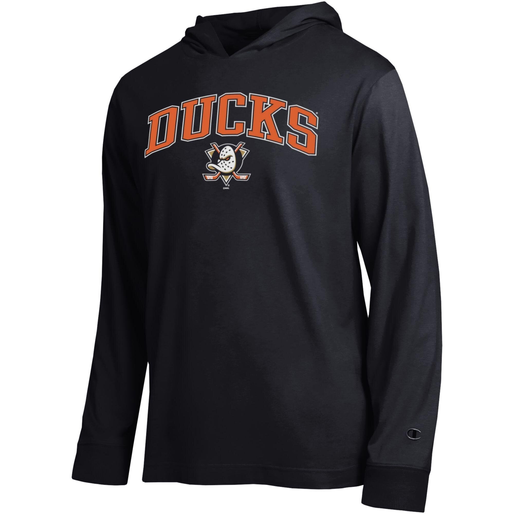 T-shirt à manches longues et capuche léger Champion noir Anaheim Ducks All-Star pour homme
