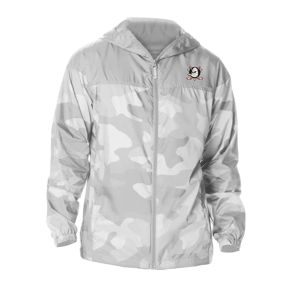 Men's Anaheim Ducks Columbia Gray Camo Flash Challenger Omni-Shade Full-Zip Hoodie Windbreaker