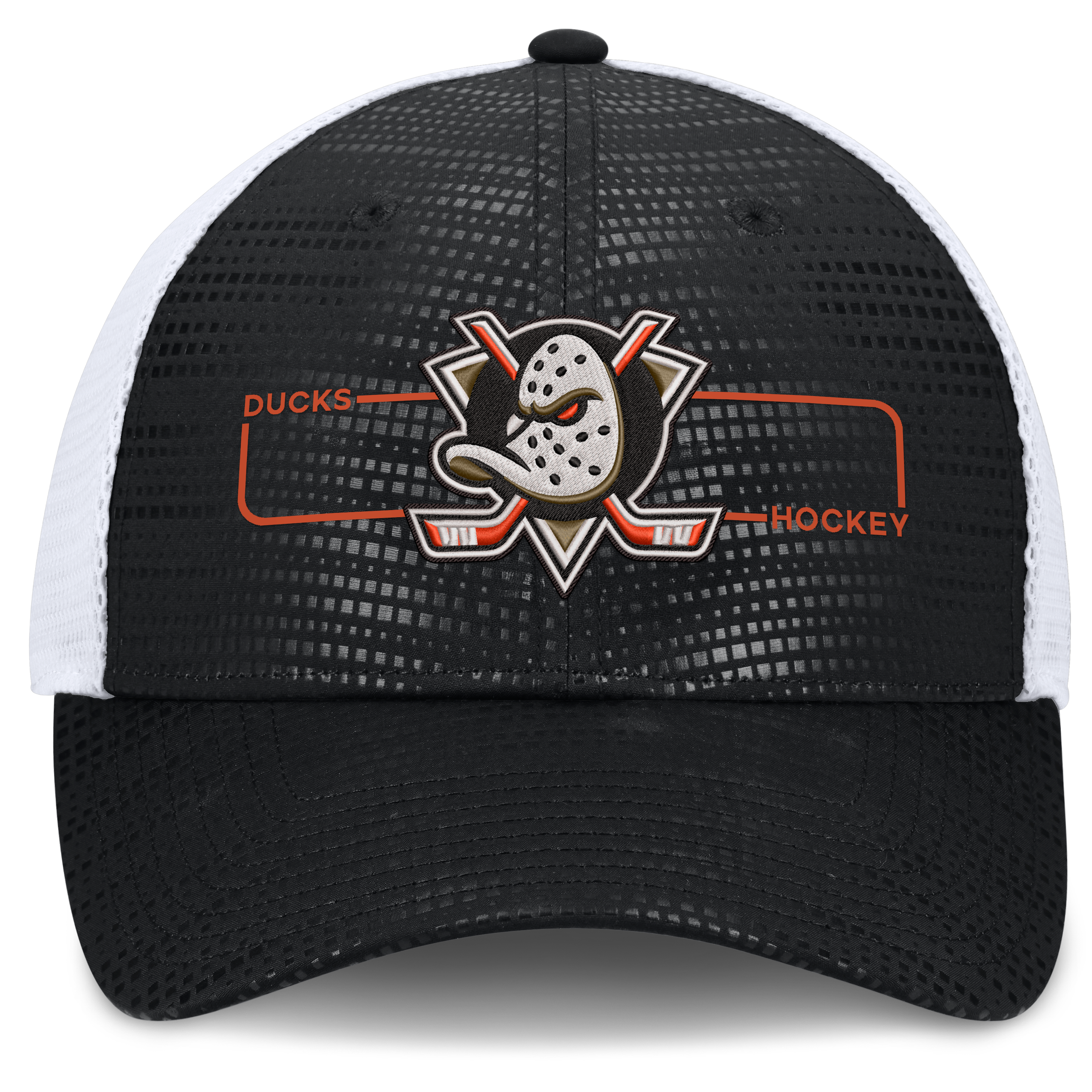 Men's Fanatics Black Anaheim Ducks Authentic Pro Rink Boxed Logo Trucker Hat