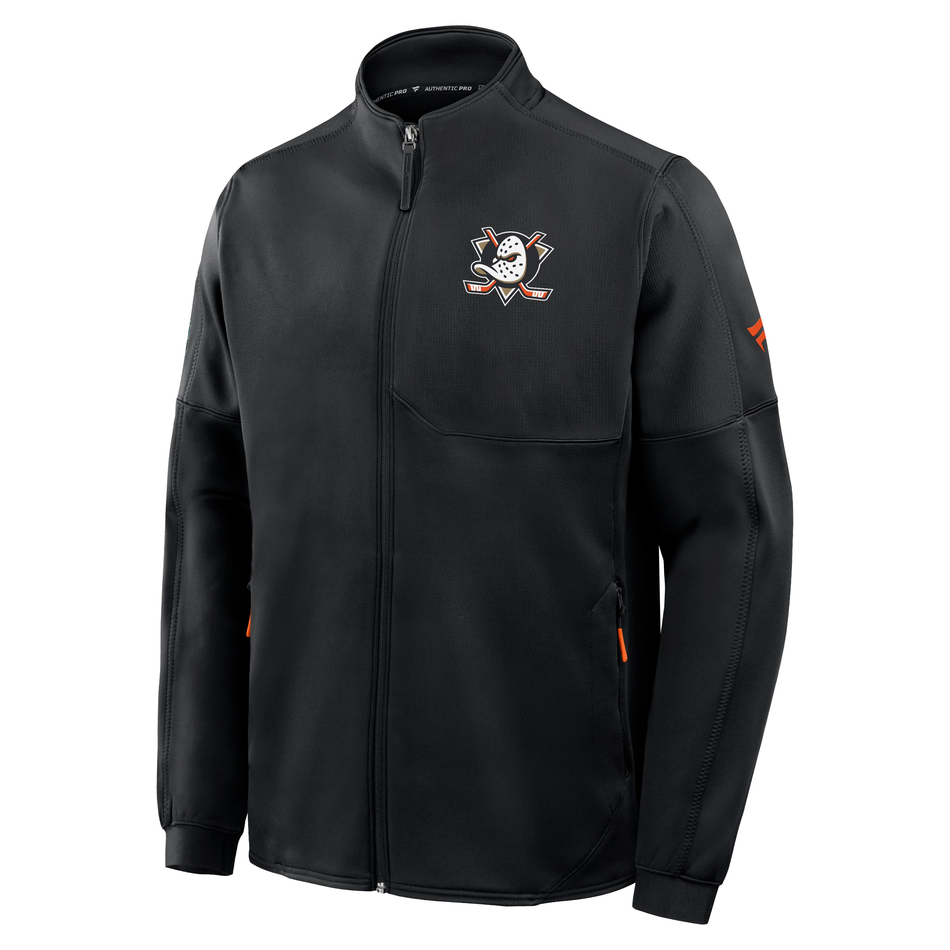 Veste polaire zippée intégrale Fanatics noire Anaheim Ducks Authentic Pro Rink pour homme
