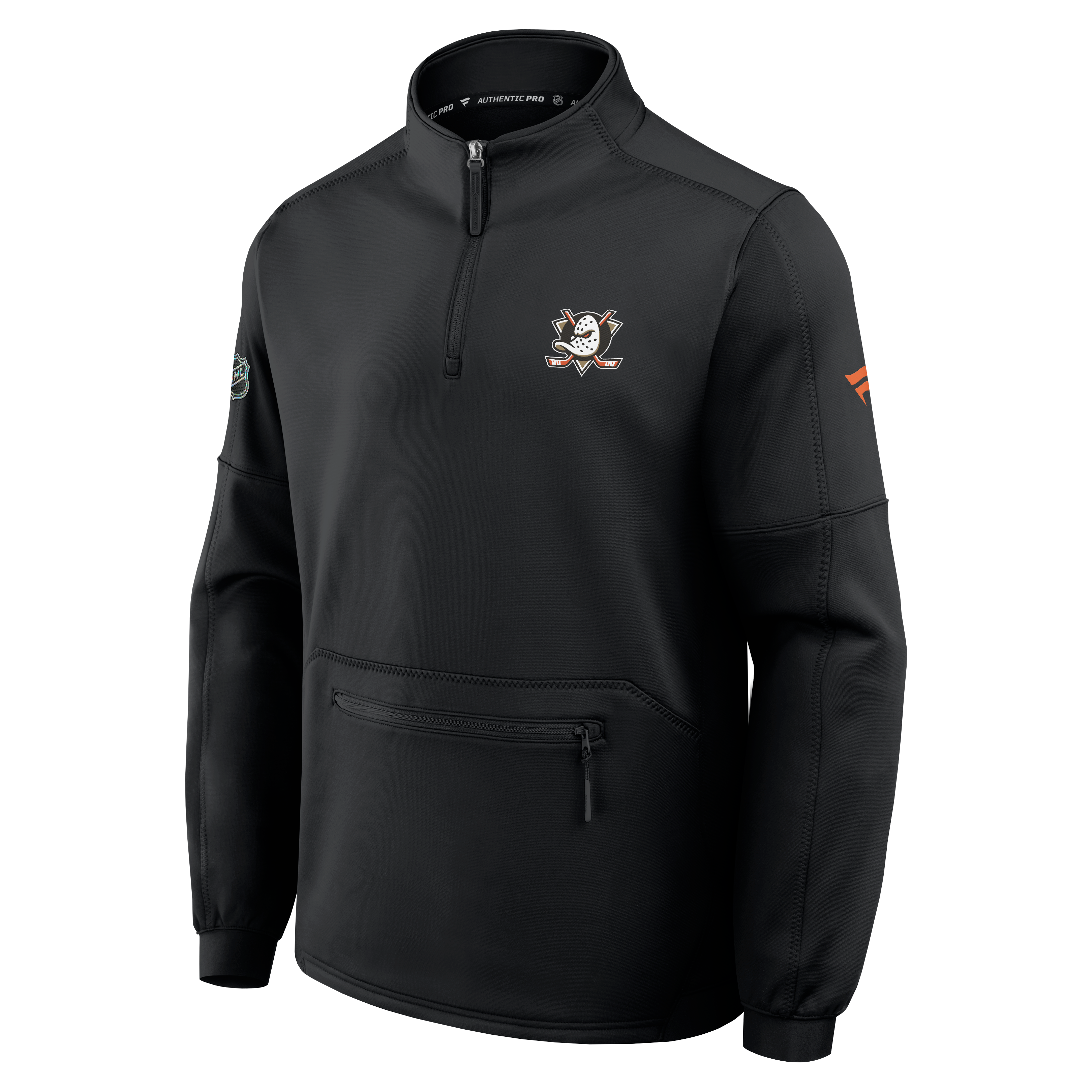 Men's Fanatics Black Anaheim Ducks Authentic Pro Rink Fleece Quarter-Zip Pullover