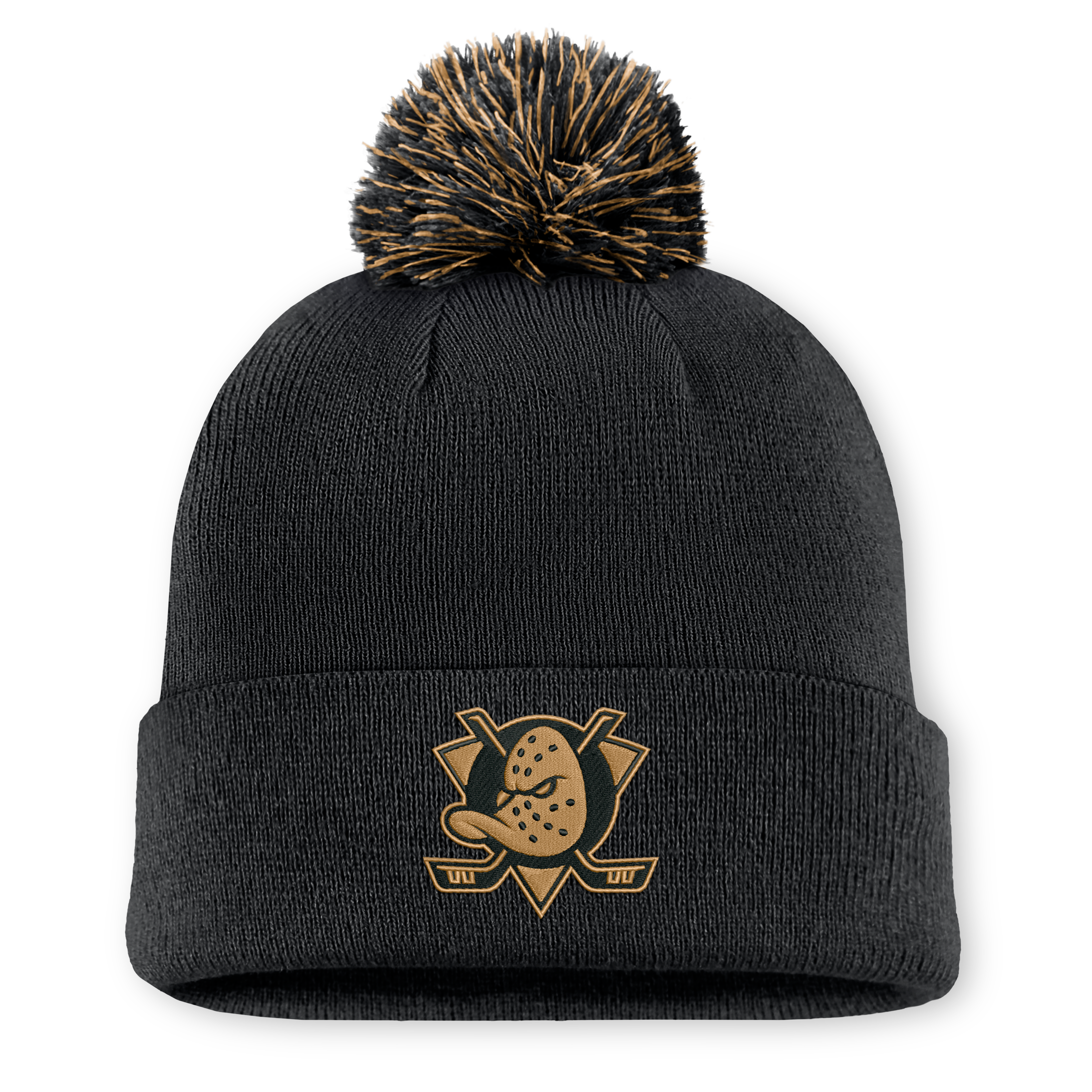 Bonnet authentique Fanatics noir Anaheim Ducks Military Appreciation pour homme, à revers et pompon