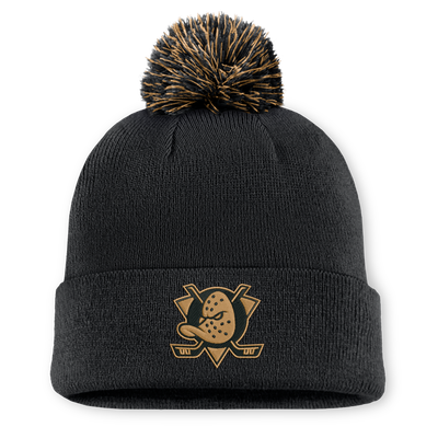 Anaheim Ducks Fanatics Military Appreciation Authentic Pro Cuffed Knit Hat with Pom - Black