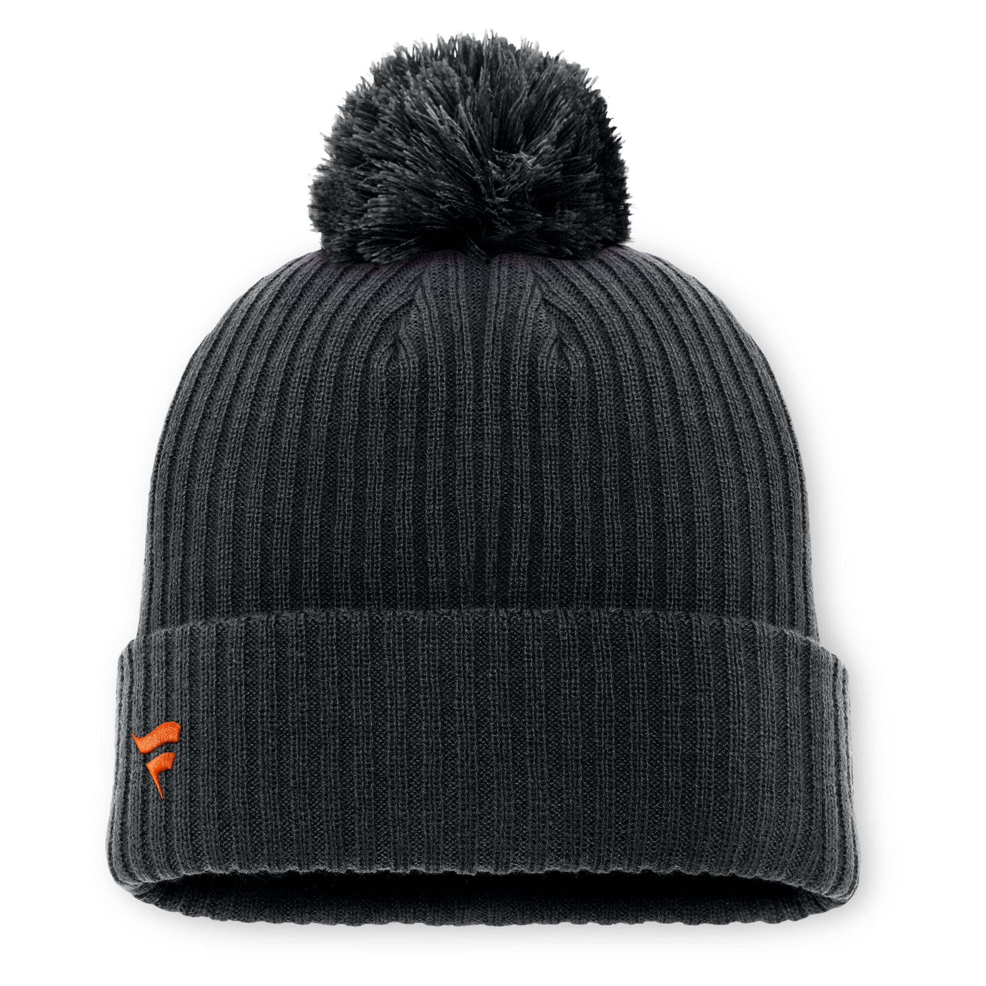 Men's Fanatics Black Anaheim Ducks Primary Logo Cuffed Knit Hat with Pom