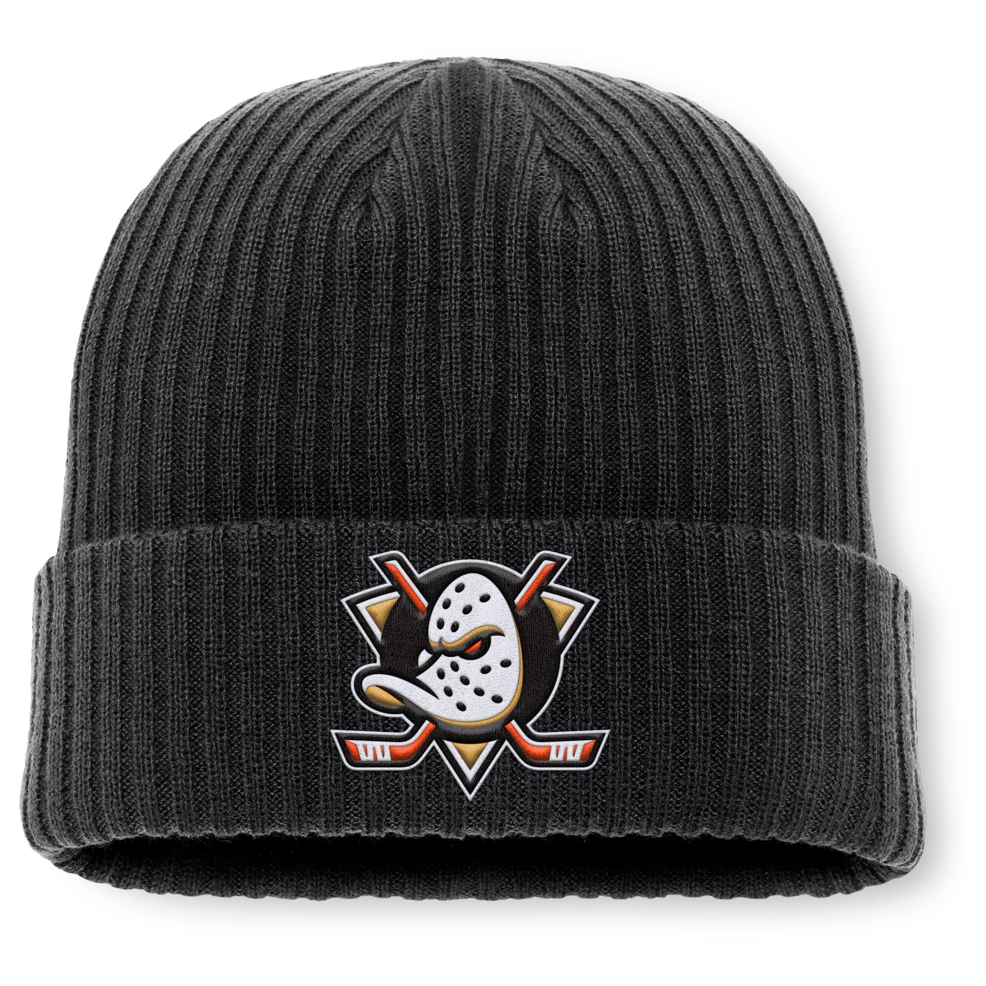 Bonnet en tricot à revers Fanatics Black Anaheim Ducks pour homme