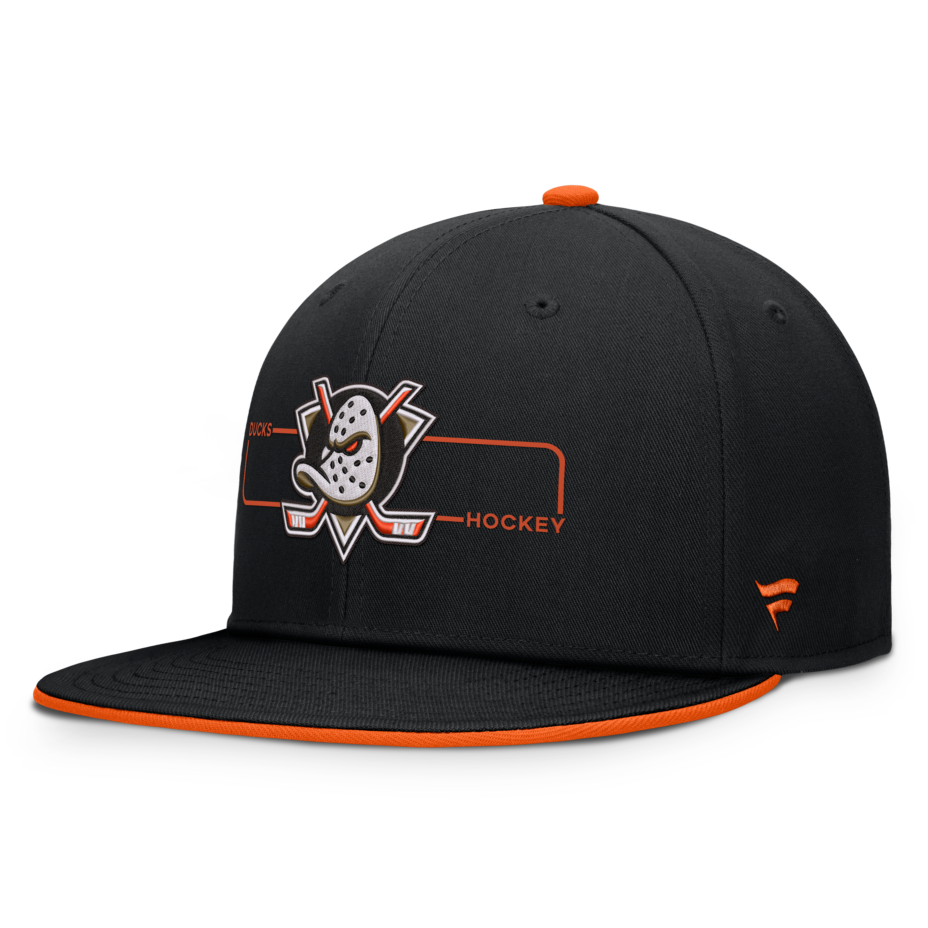 Casquette Snapback authentique Fanatics noire et orange Anaheim Ducks pour homme