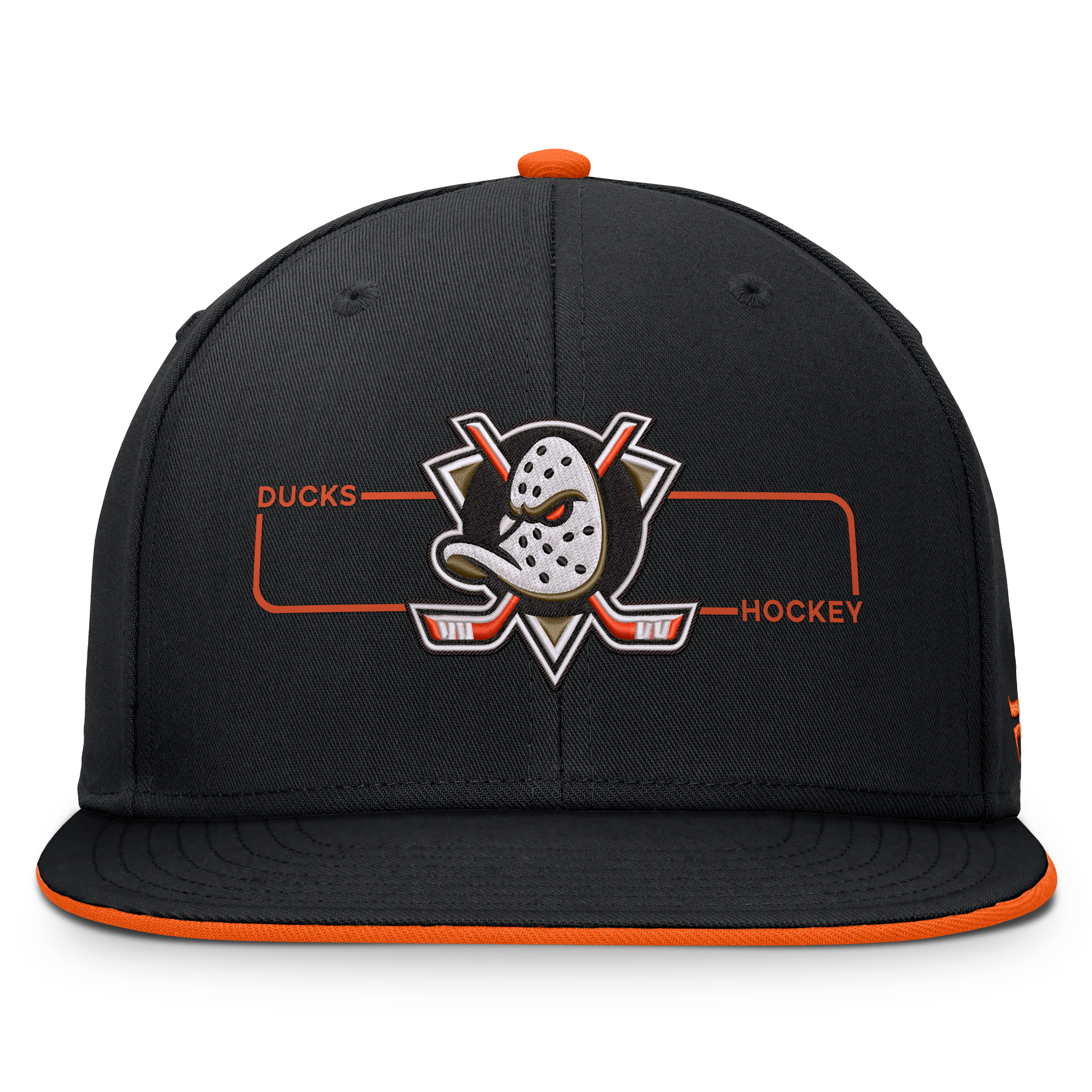 Casquette Snapback authentique Fanatics noire et orange Anaheim Ducks pour homme