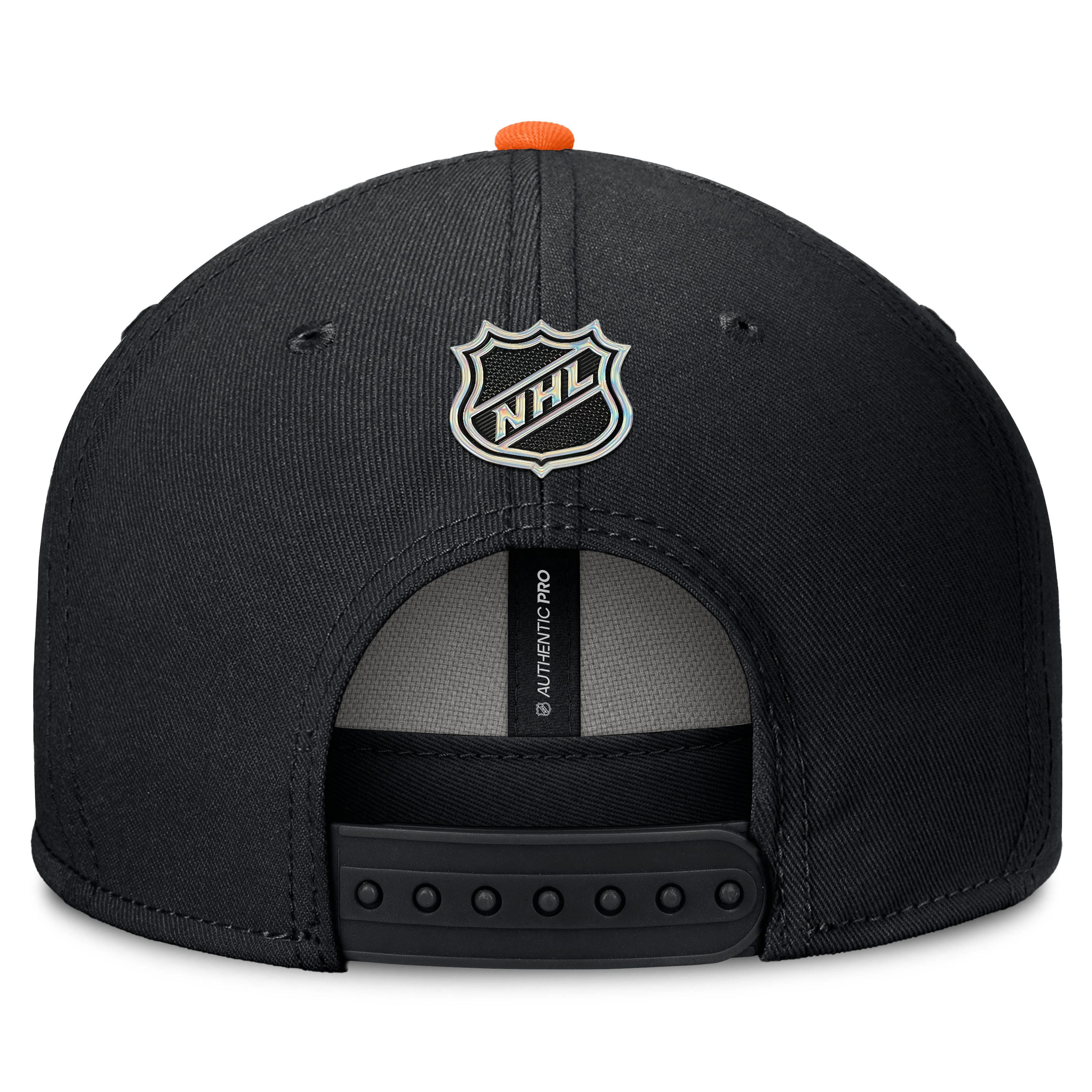 Casquette Snapback authentique Fanatics noire et orange Anaheim Ducks pour homme