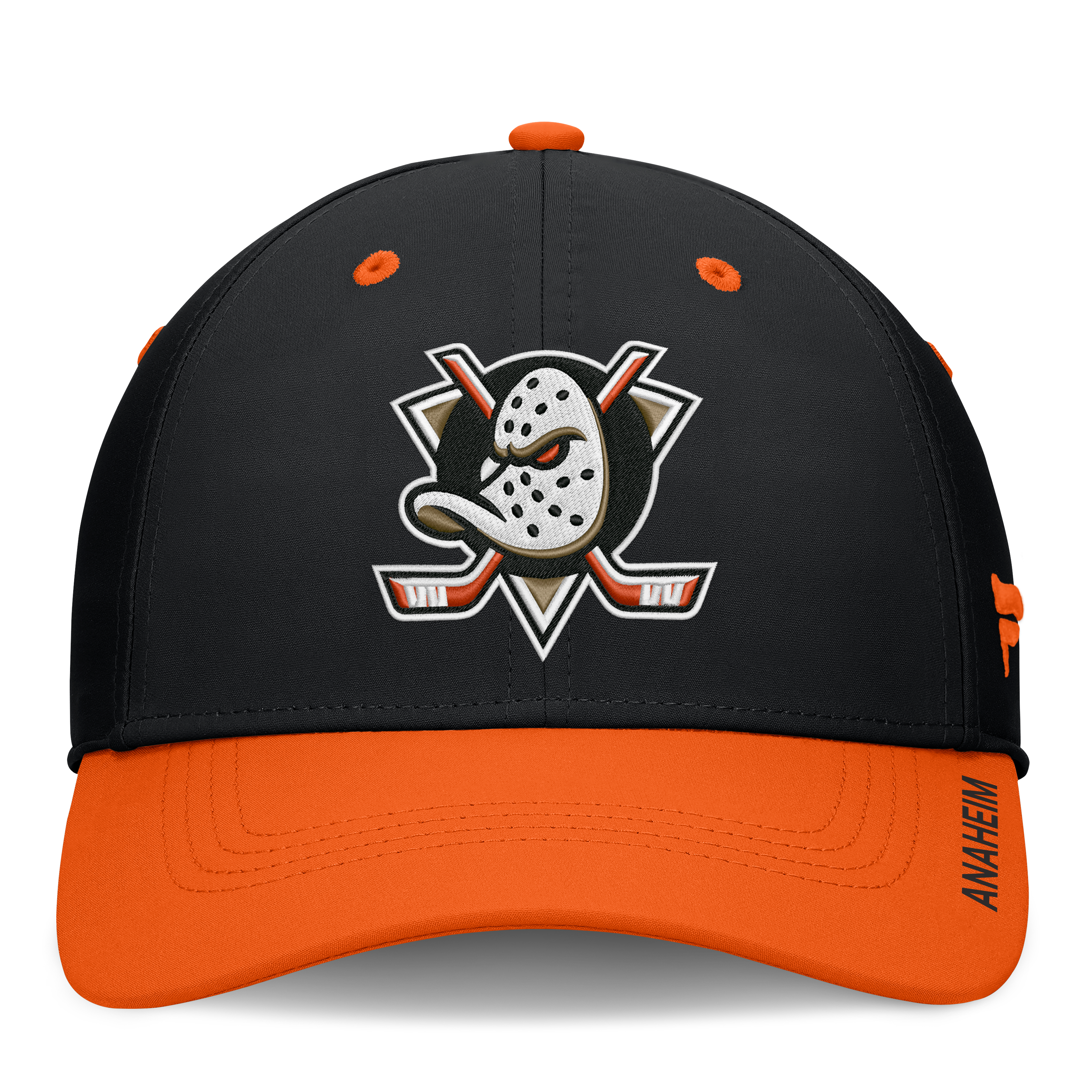 Men's Fanatics Black/Orange Anaheim Ducks Authentic Pro Rink Stretch Hat