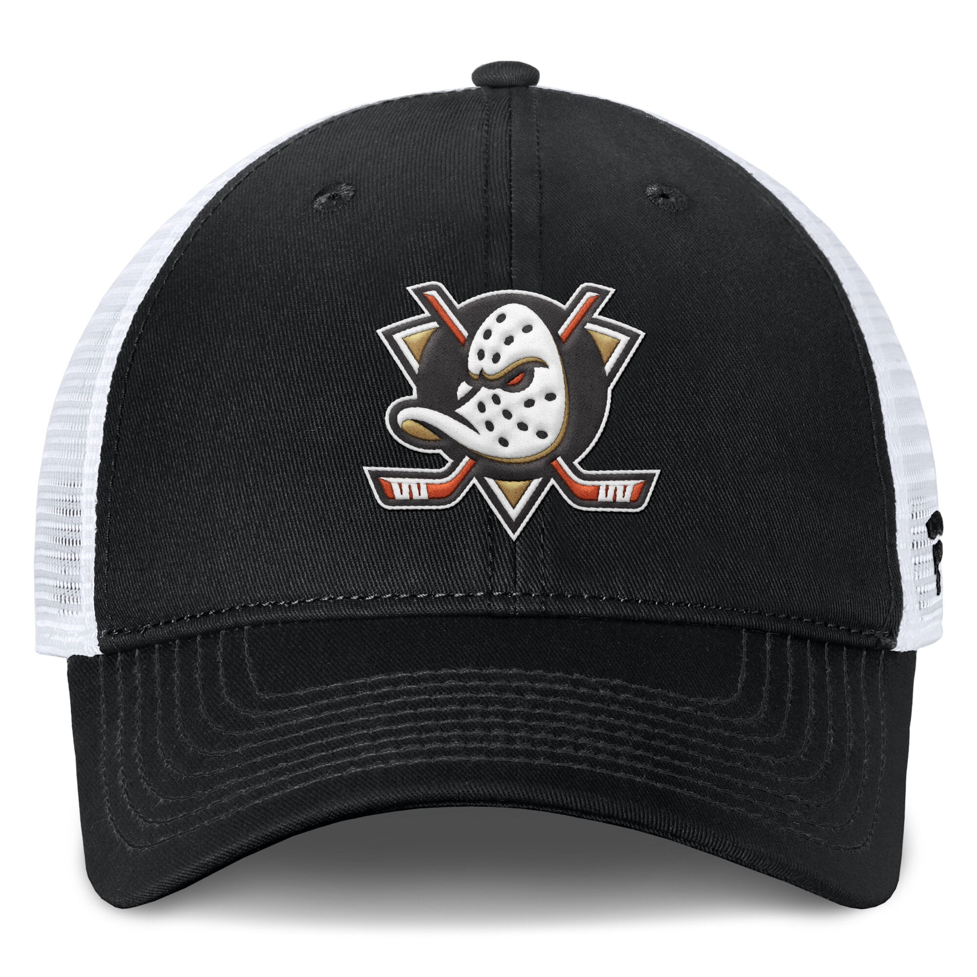 Men's Fanatics Black/White Anaheim Ducks Core Primary Logo Trucker Adjustable Hat