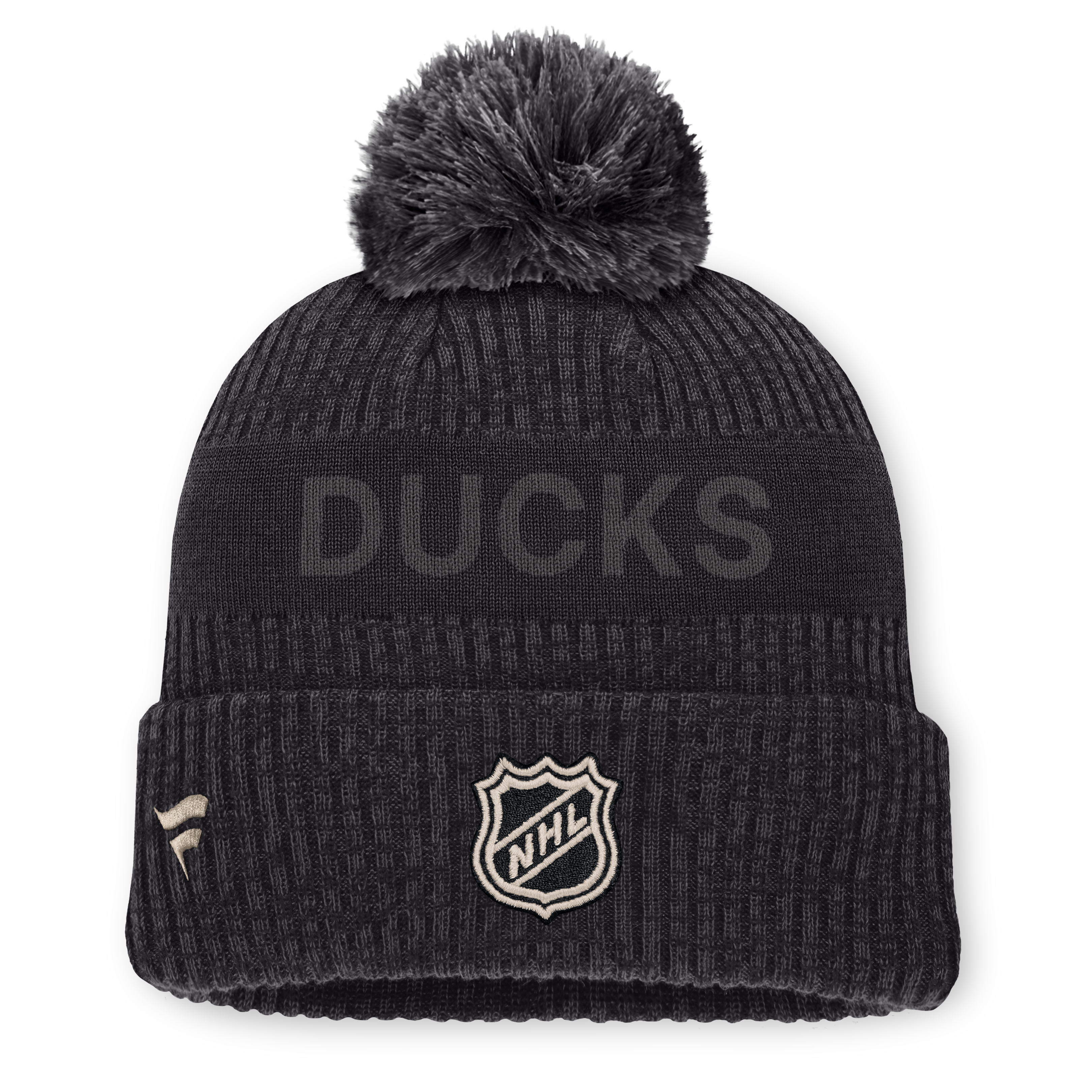 Men's Fanatics Charcoal Anaheim Ducks Road Phantom Cuffed Knit Hat with Pom