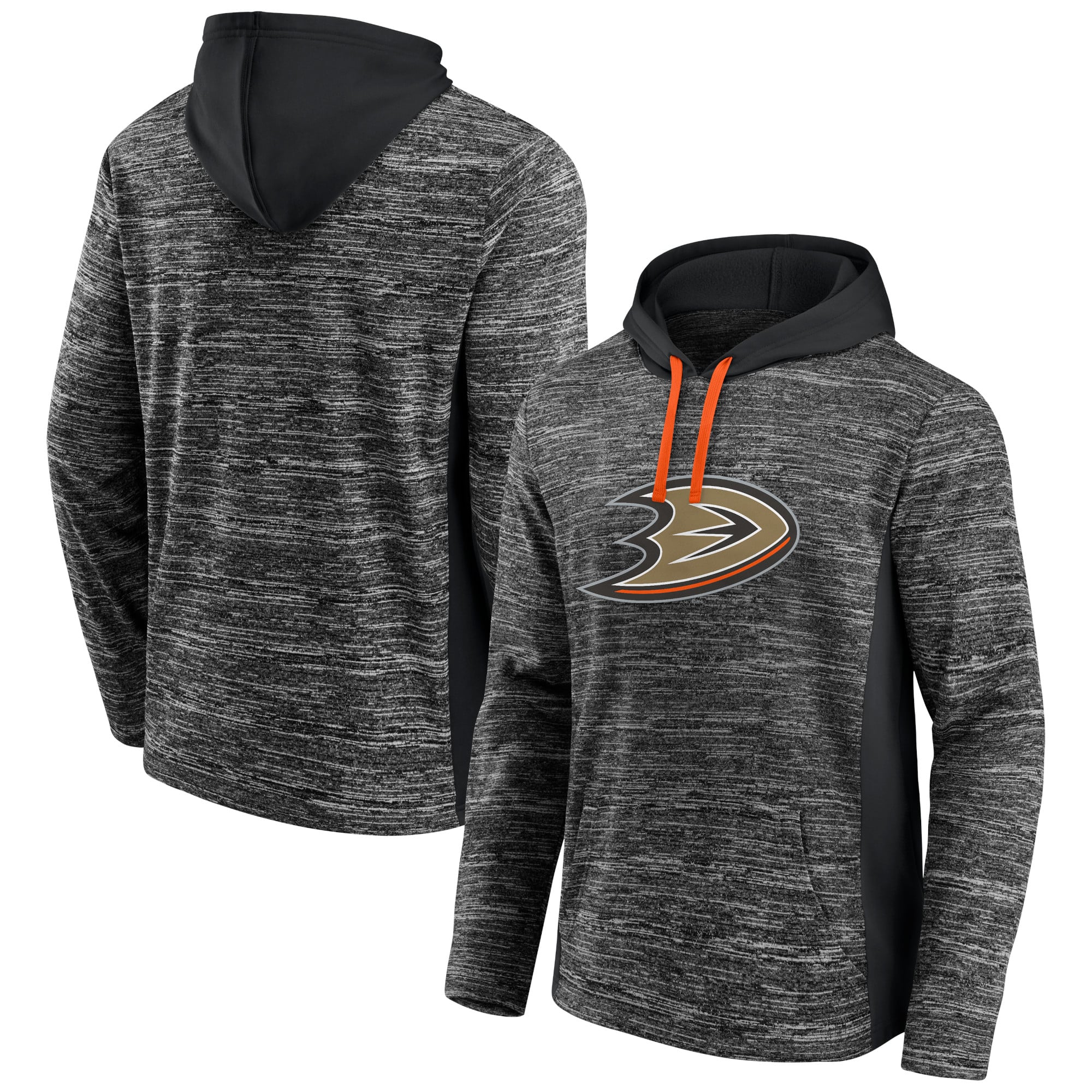 Sweat à capuche Fanatics anthracite/noir Anaheim Ducks Instant Replay Space-Dye pour hommes