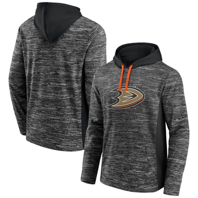 Anaheim Ducks Fanatics Instant Replay Space-Dye Pullover Hoodie - Charcoal/Black
