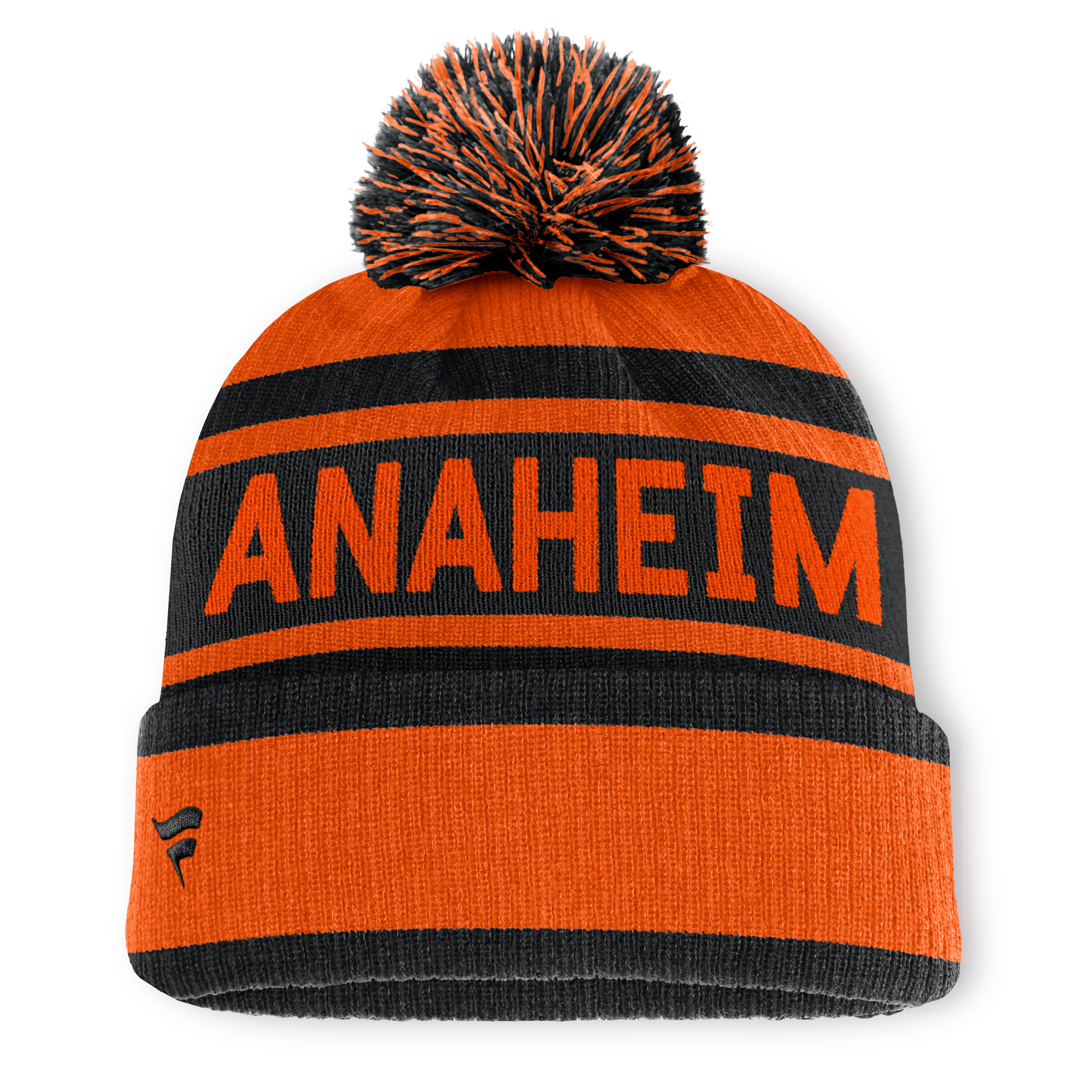 Bonnet à revers Fanatics orange/noir Anaheim Ducks Fundamental pour homme avec pompon