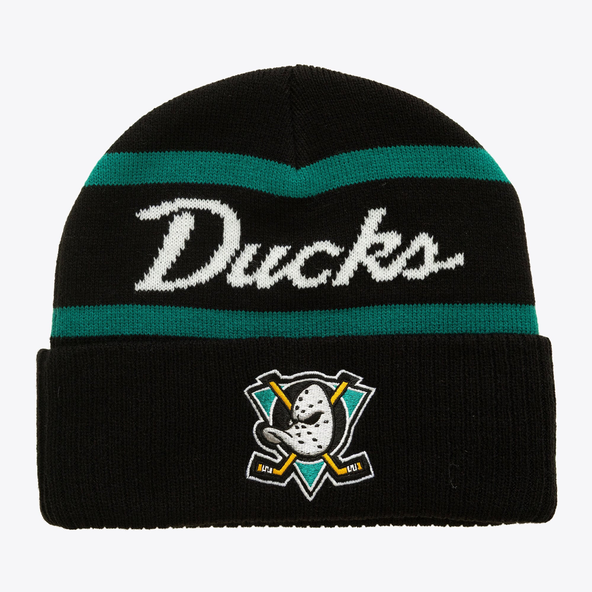 Bonnet à revers Mitchell & Ness noir pour homme, modèle Anaheim Ducks Head Coach.