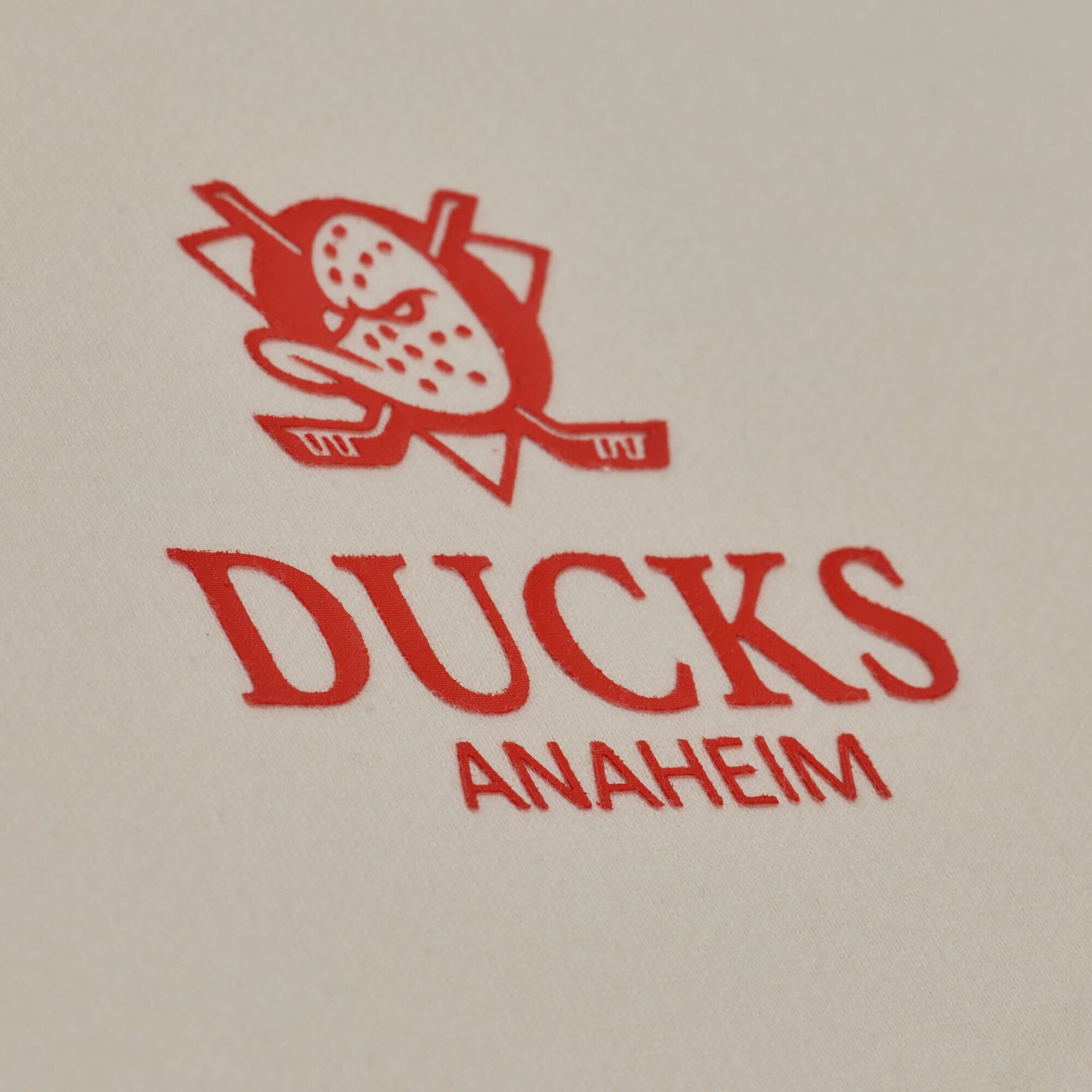Men's Mitchell & Ness Cream Anaheim Ducks Core Essentials Hoodie