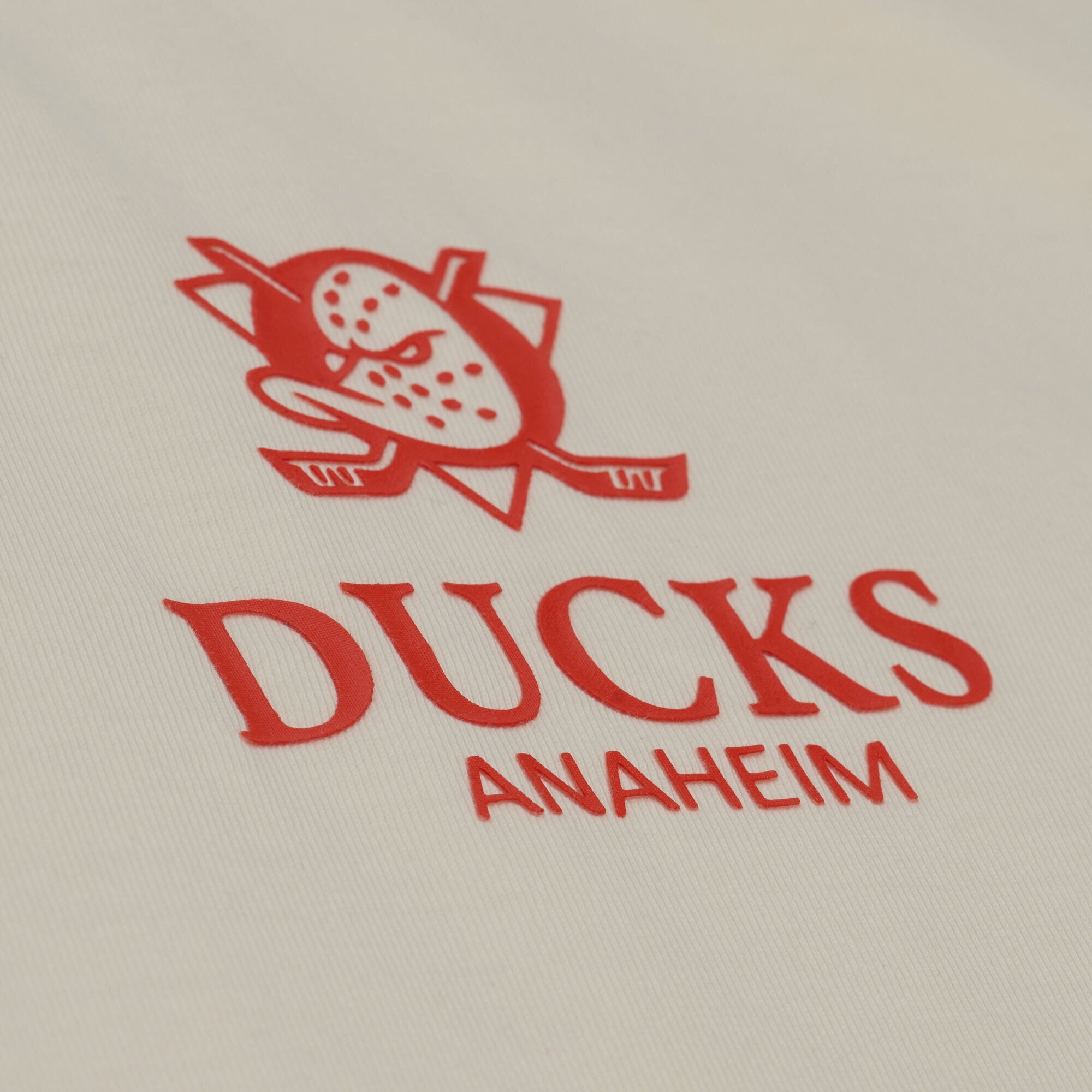 Men's Mitchell & Ness Cream Anaheim Ducks Core Essentials T-Shirt