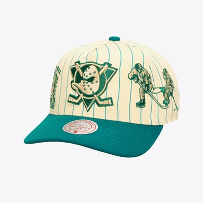  Anaheim Ducks Mitchell & Ness Retro Roots Vintage Stripe Pro Adjustable Hat - Cream