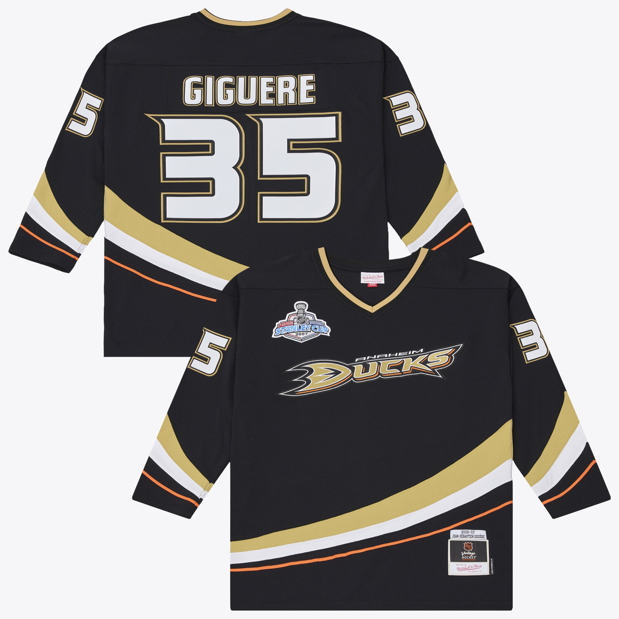 Men's Mitchell & Ness Jean-Sebastien Giguere Black Anaheim Ducks 2006/07  Stanley Cup Power Play Jersey