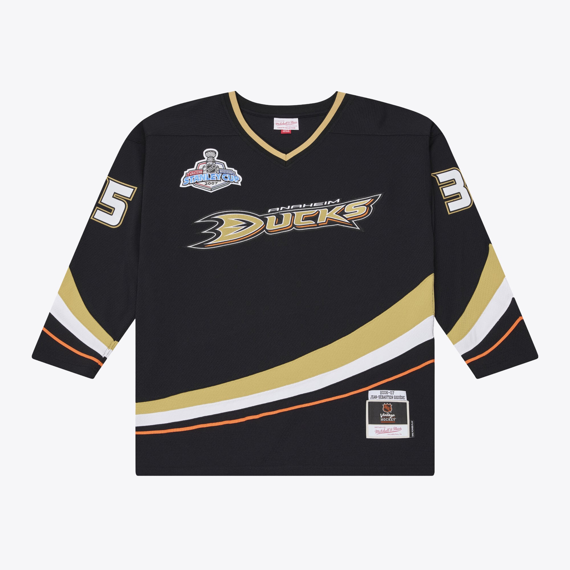 Men's Mitchell & Ness Jean-Sebastien Giguere Black Anaheim Ducks 2006/07  Stanley Cup Power Play Jersey